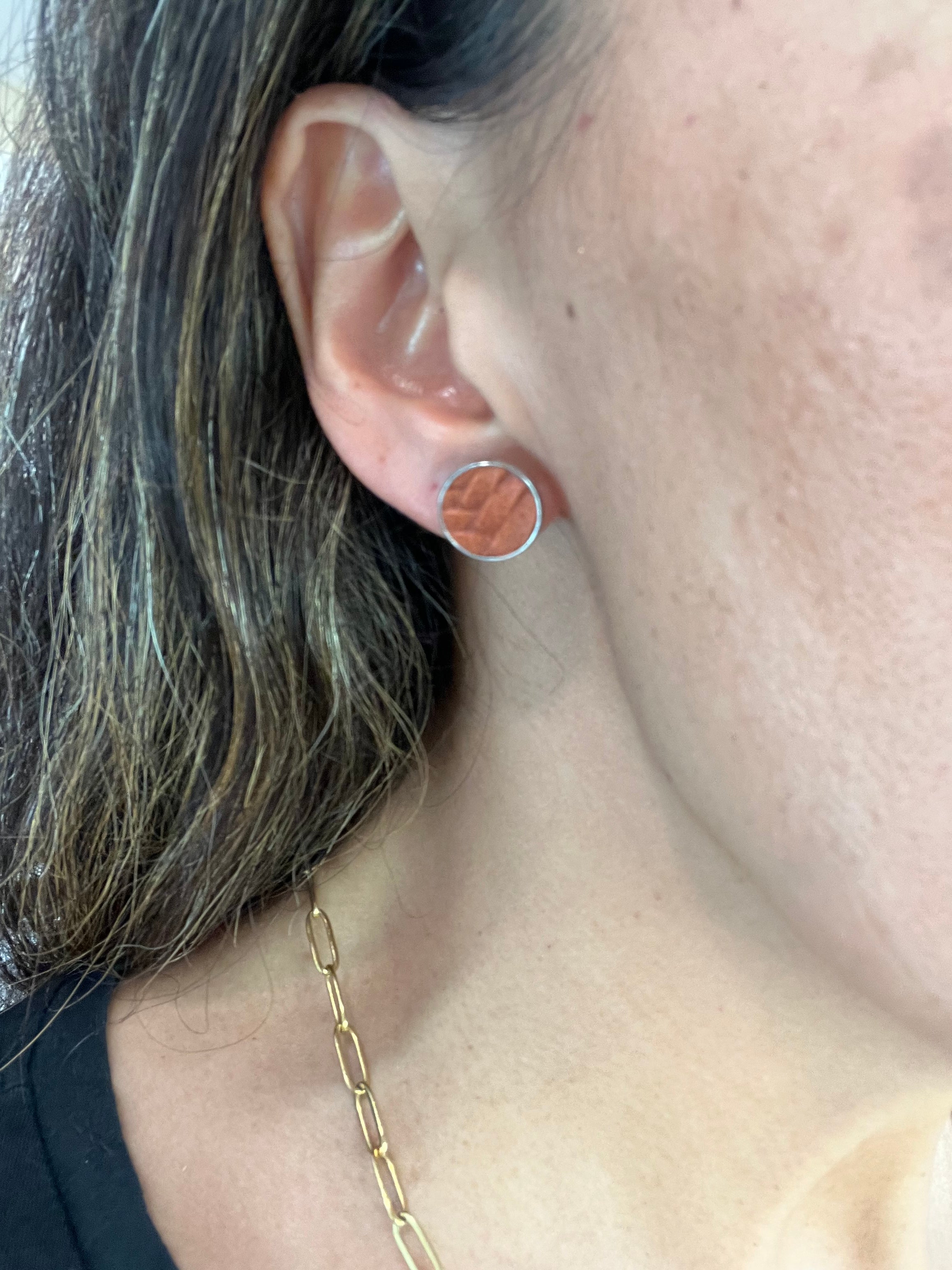 Rust Leather Fishtail Stud Earrings