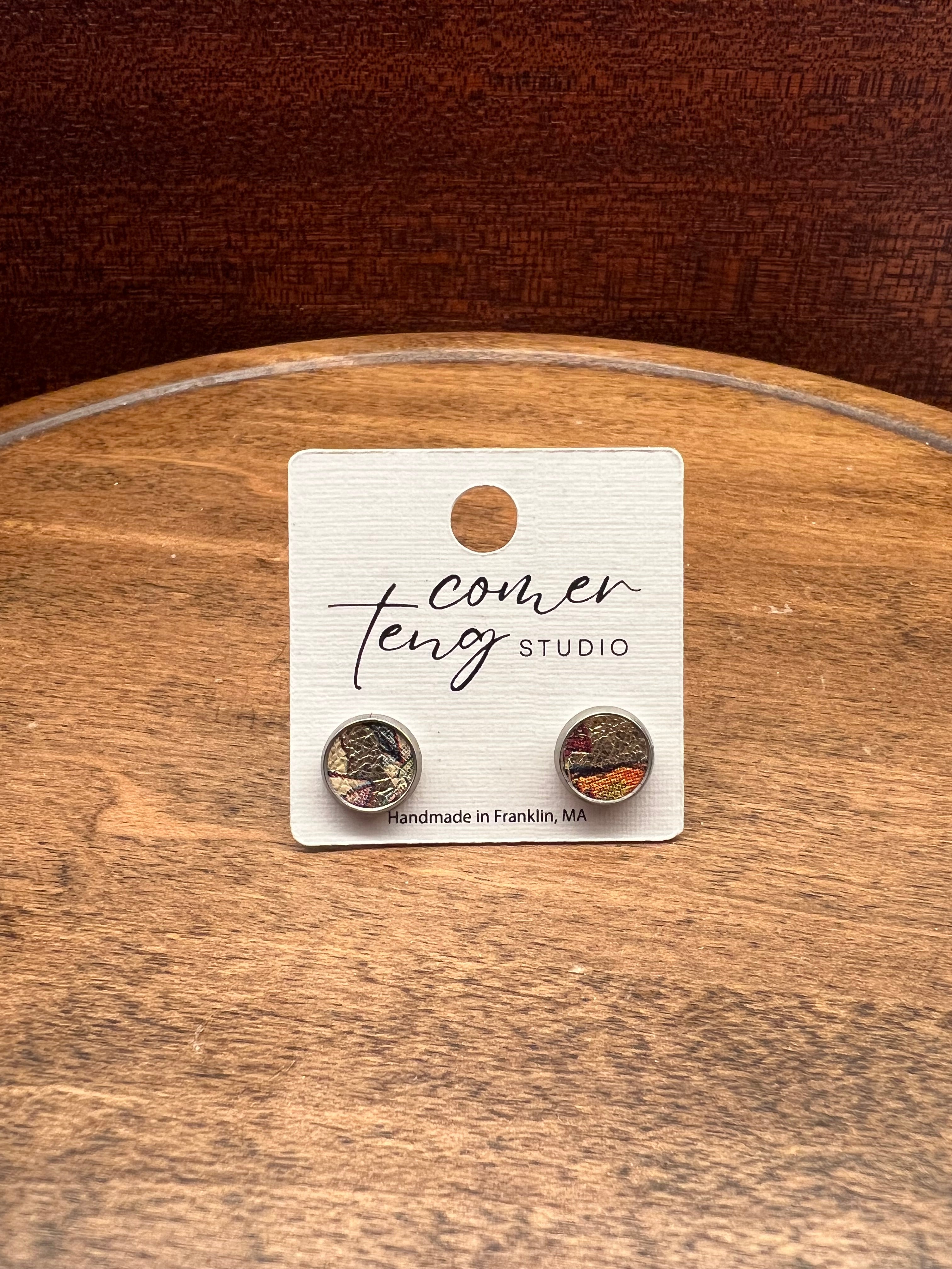 Funky Floral Leather Stud Earrings