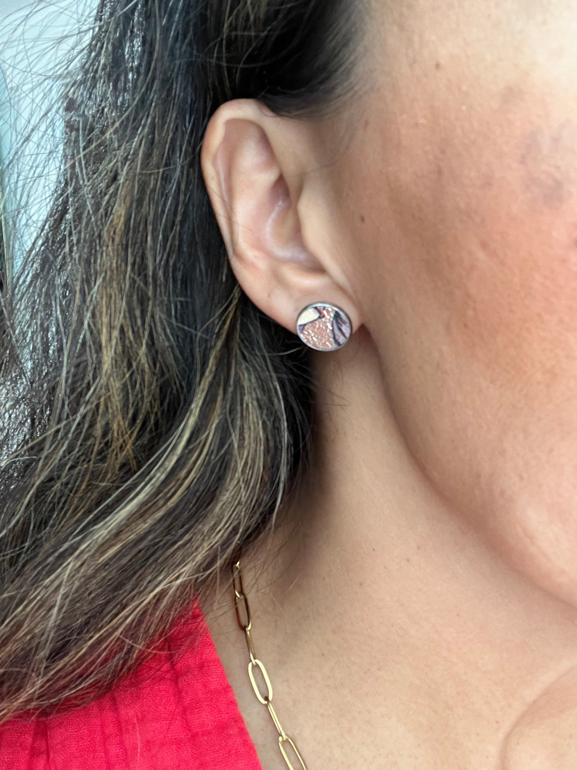 Funky Floral Leather Stud Earrings