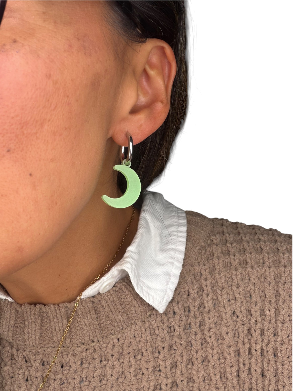 Glow-in-the-Dark Moon & Star Charm Hoop Earrings | Interchangeable Halloween Earrings