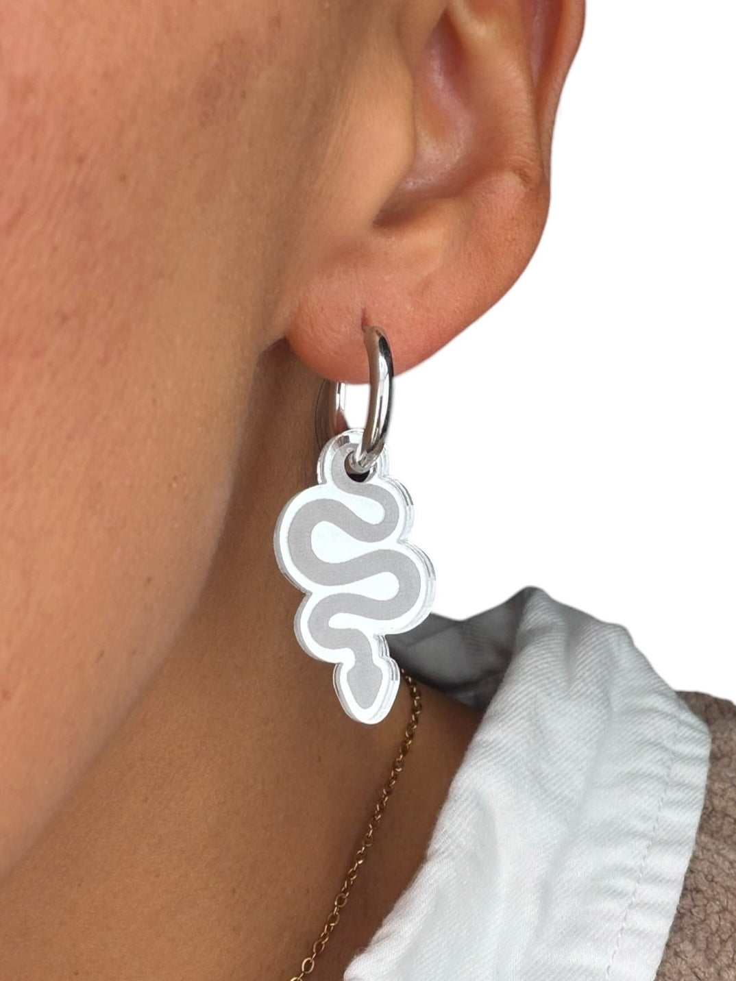 Metallic Snake Charm Hoop Earrings | Interchangeable Charm Earrings