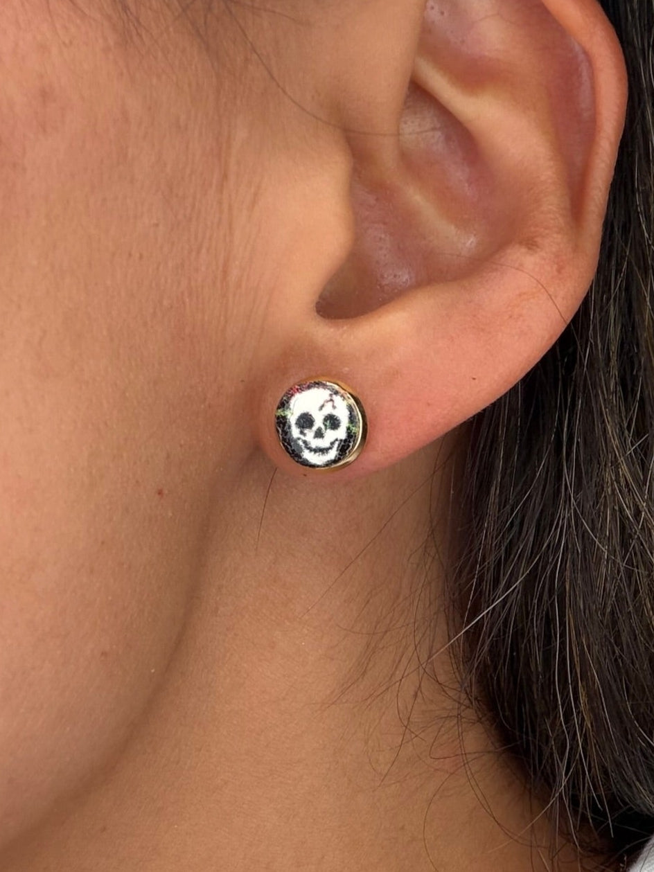 Small Skull Cork Stud Earrings