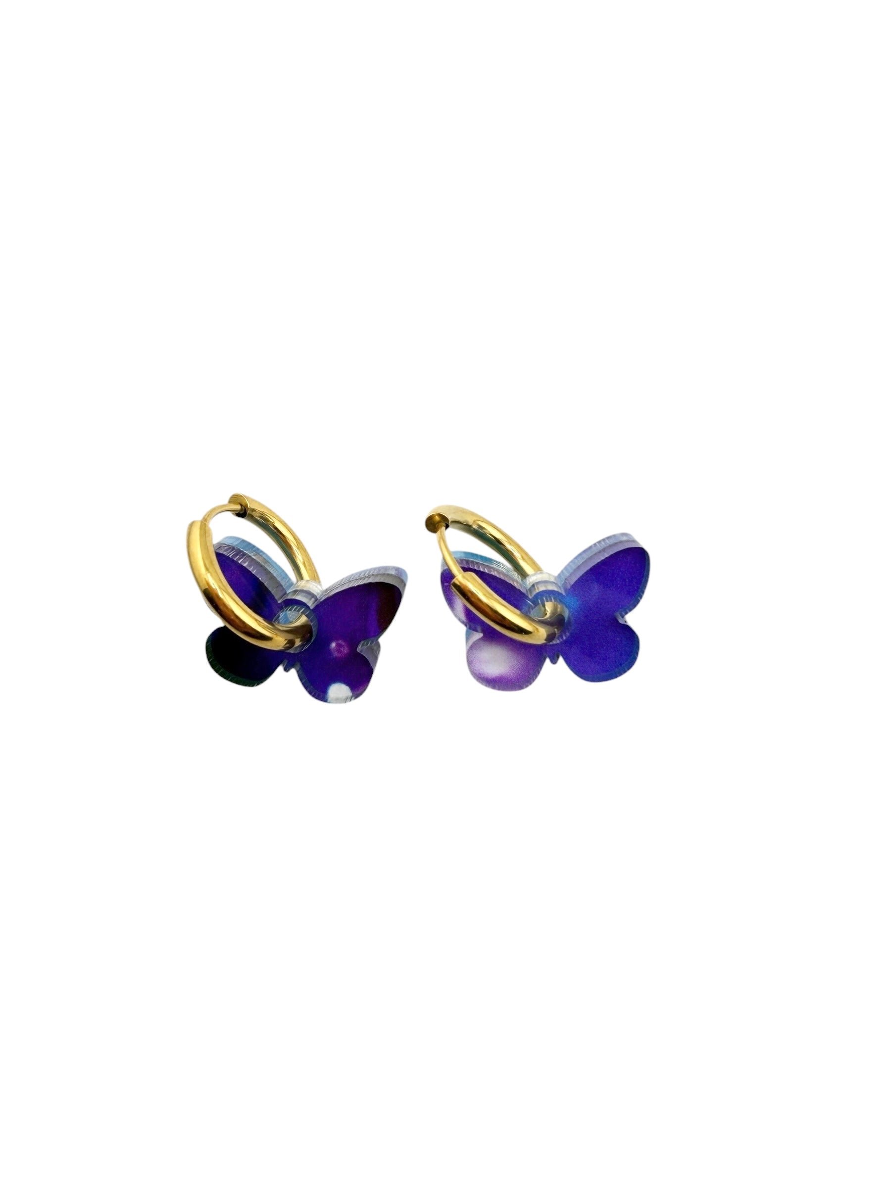 Butterfly Charm Hoop Earrings