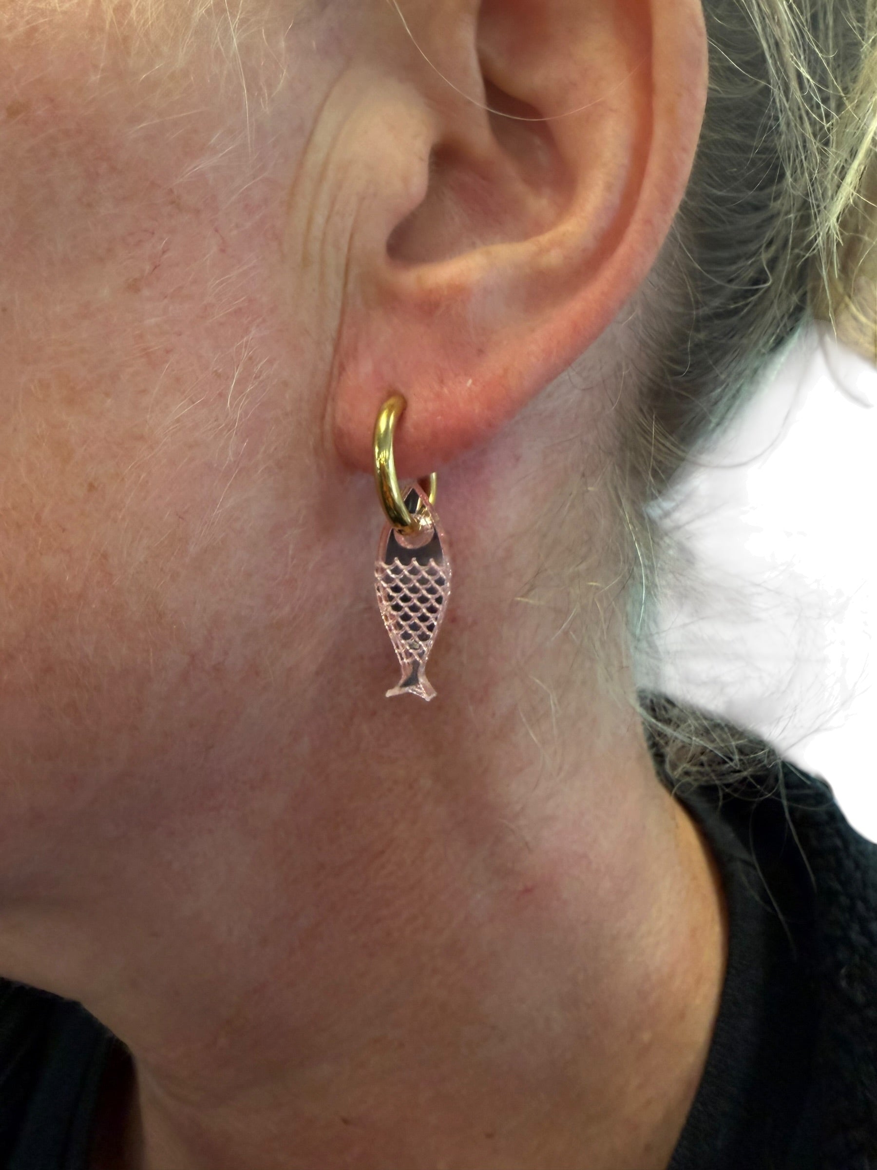 Fish Charm Hoop Earrings