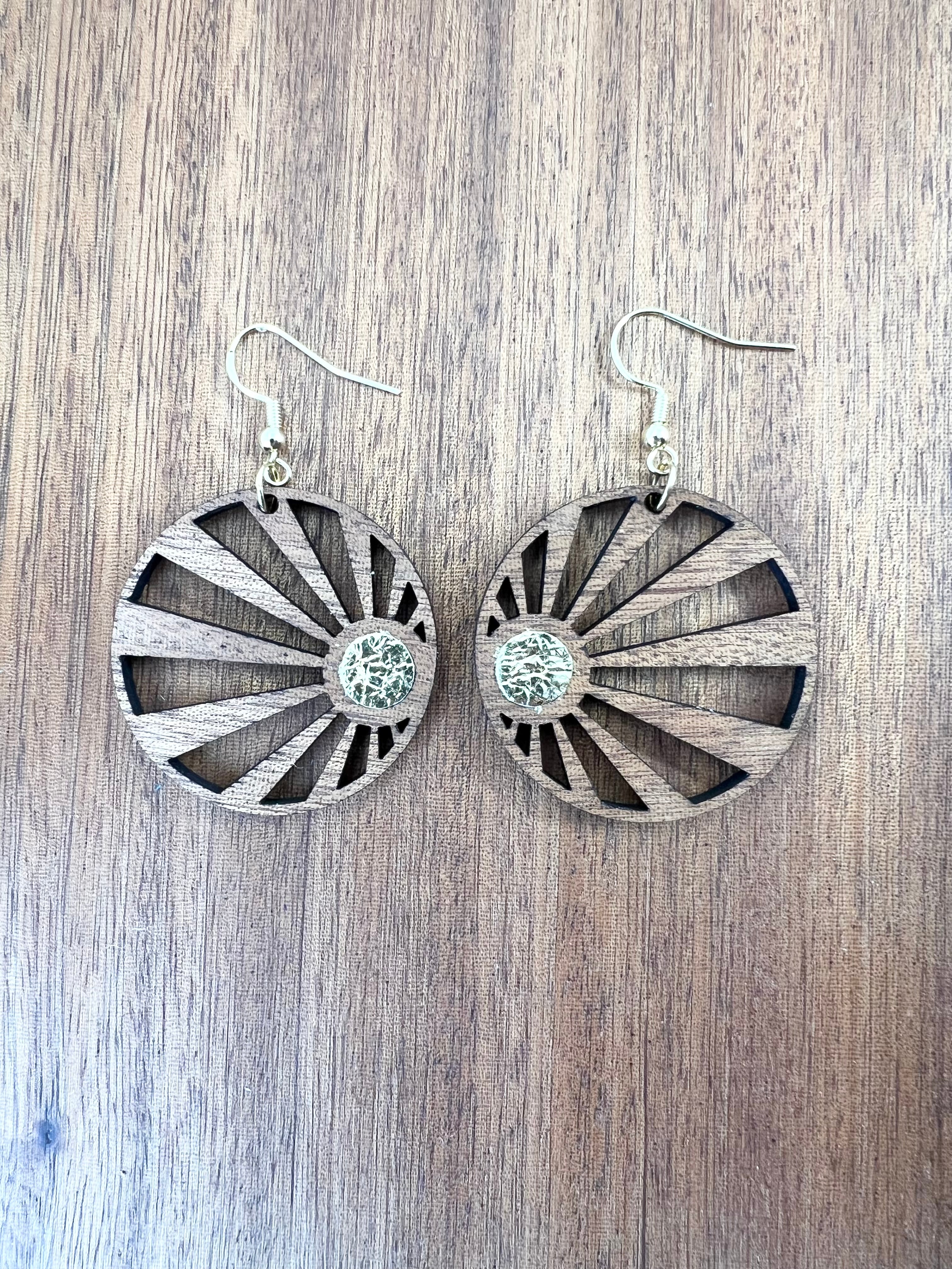 Wood Sun Earrings