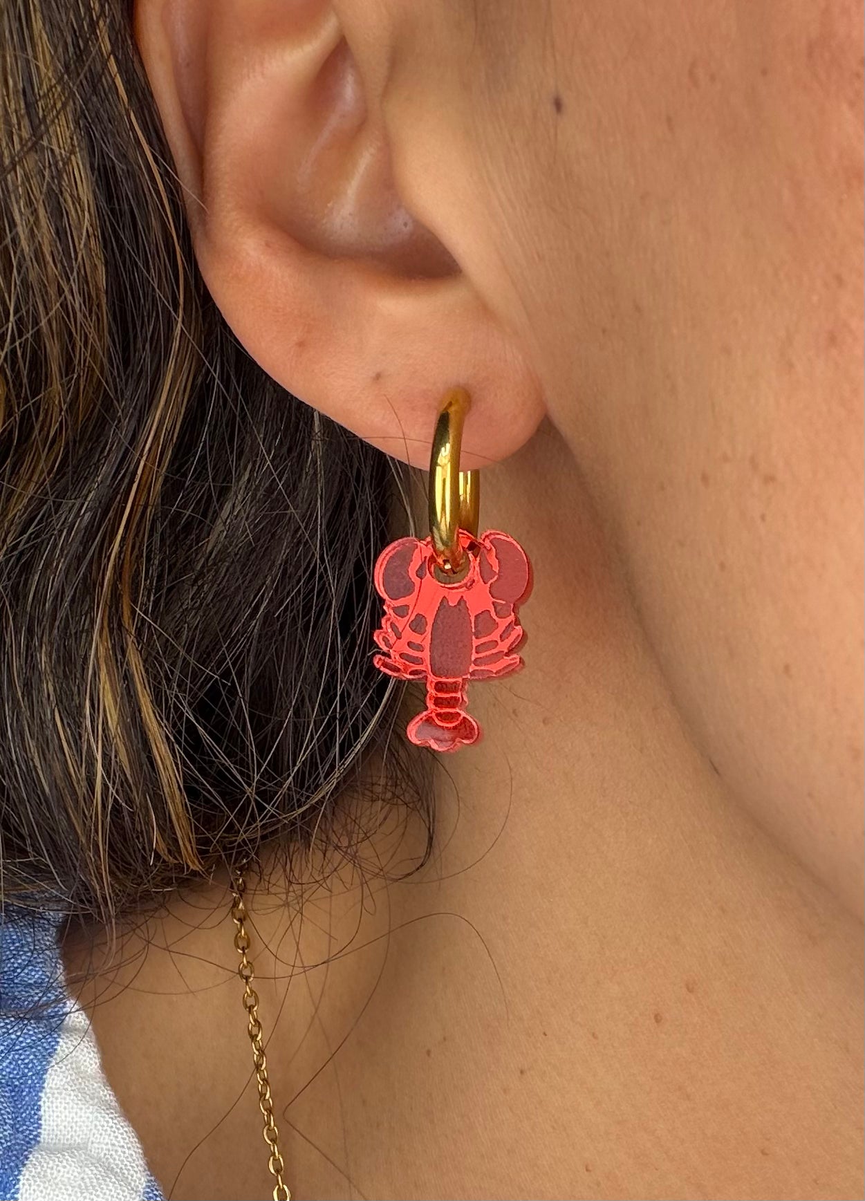 Lobster Charm Hoop Earrings