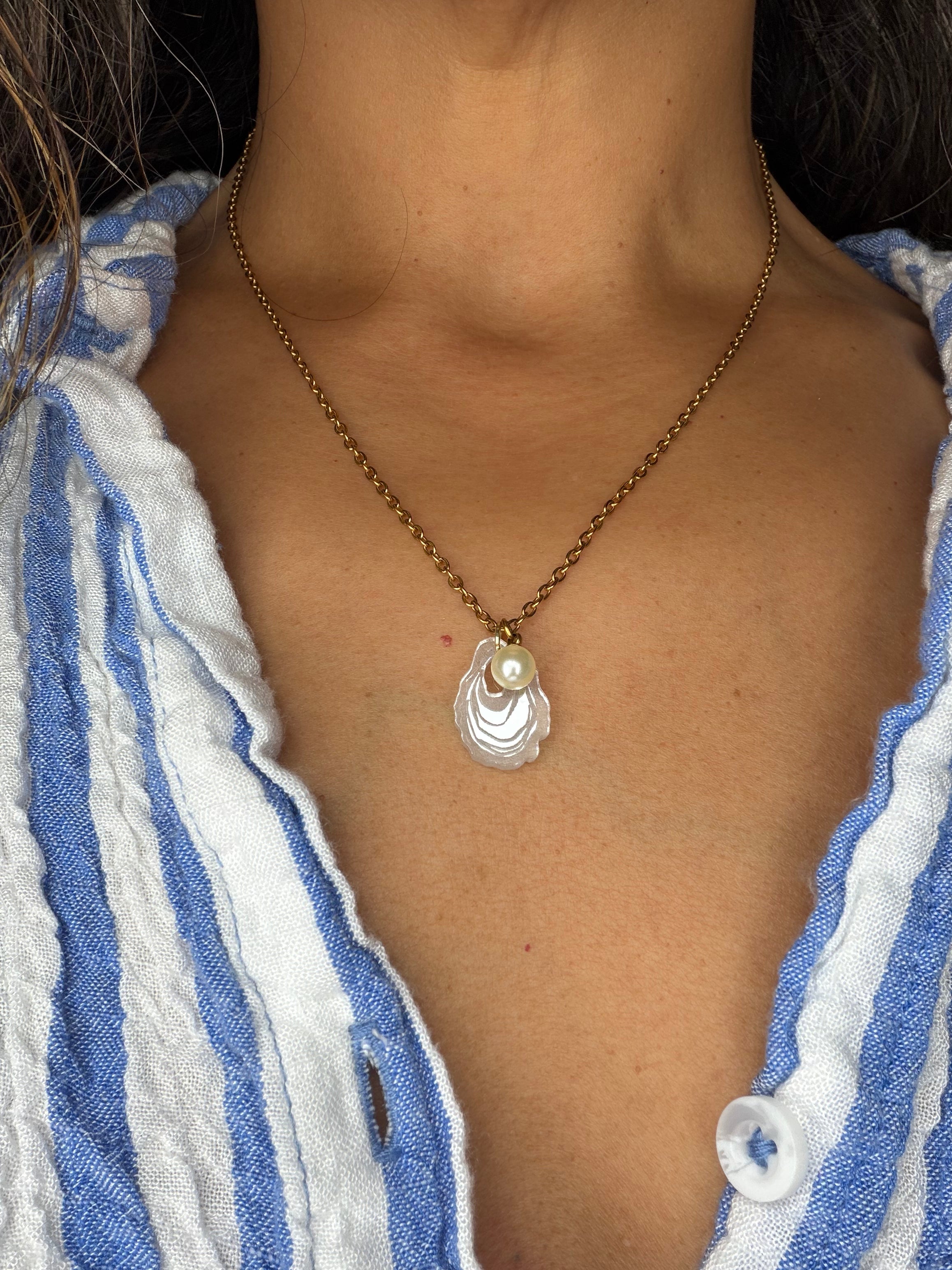 Oyster Charm and Pearl Necklace
