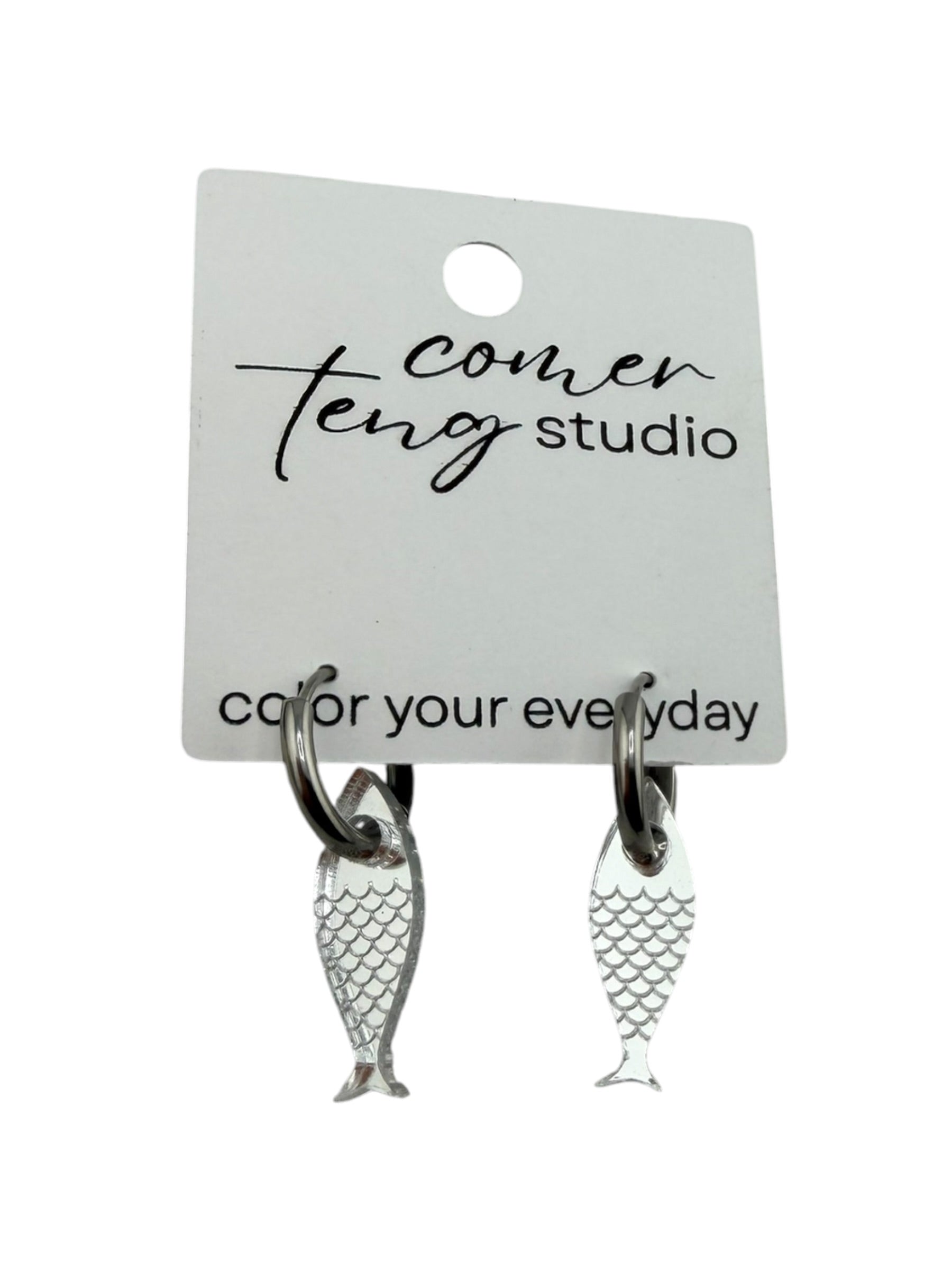 Fish Charm Hoop Earrings