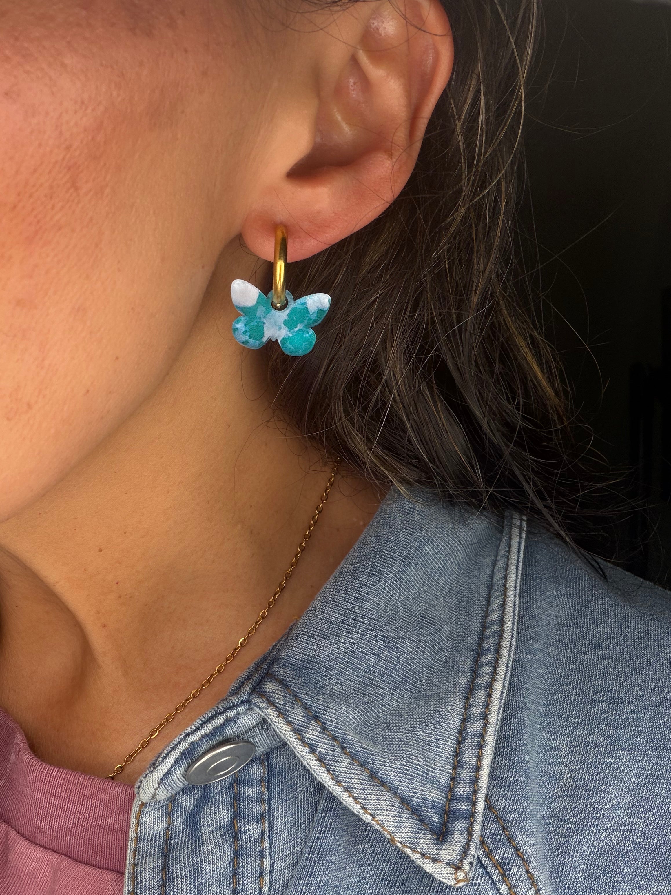 Butterfly Charm Hoop Earrings