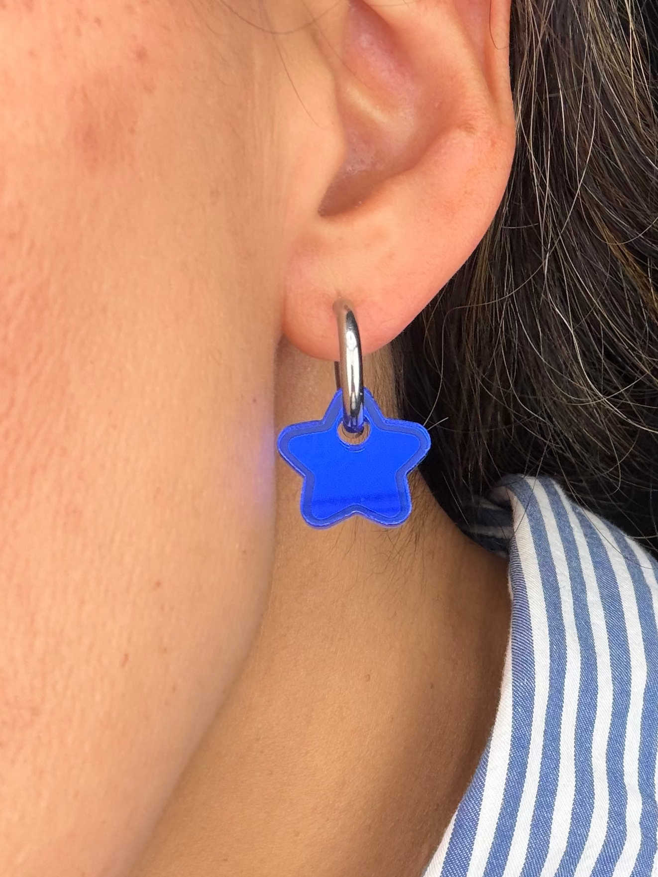 Star Charm Hoop Earrings