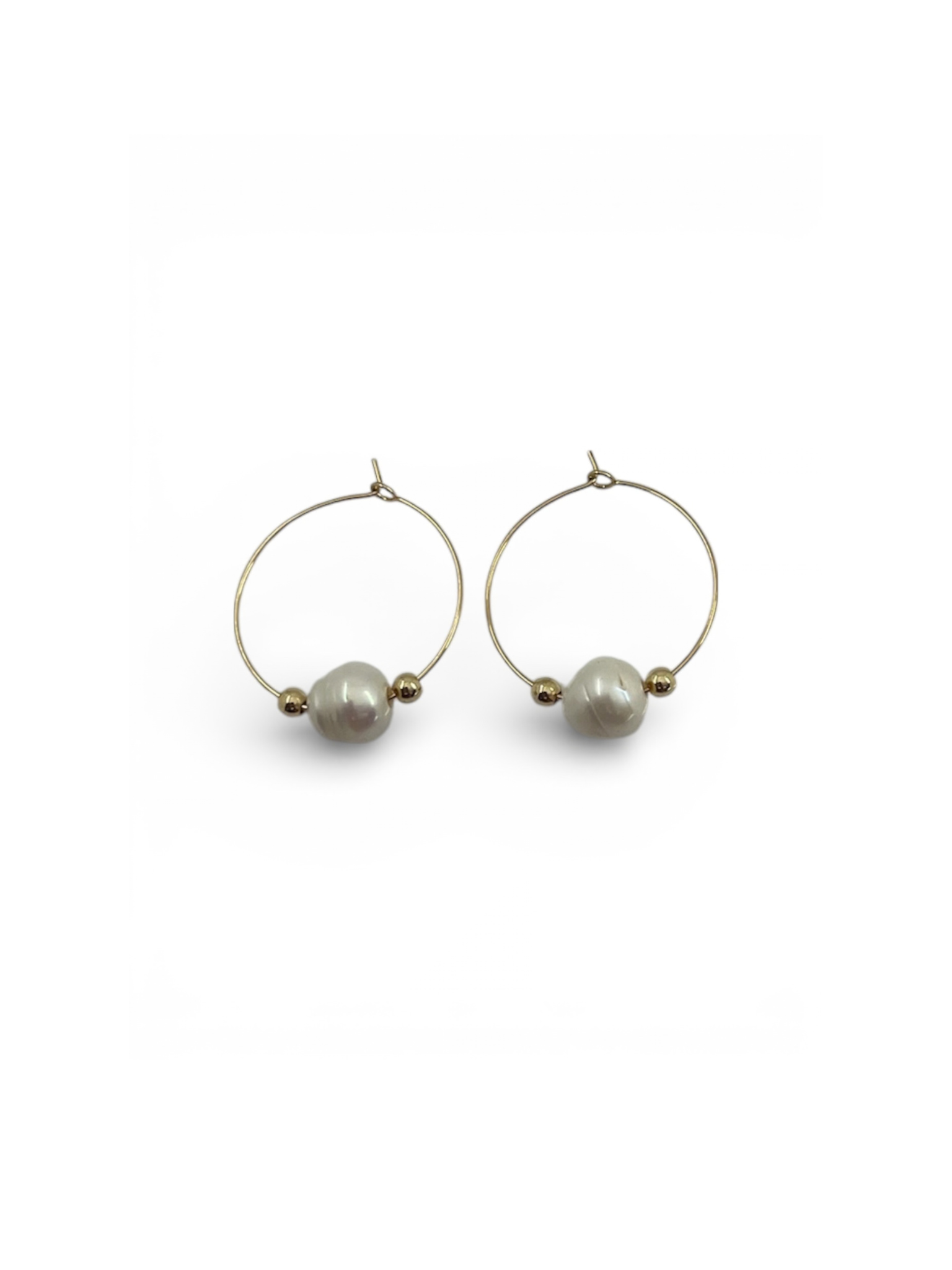 Large Pearl Gold Hoop Earrings