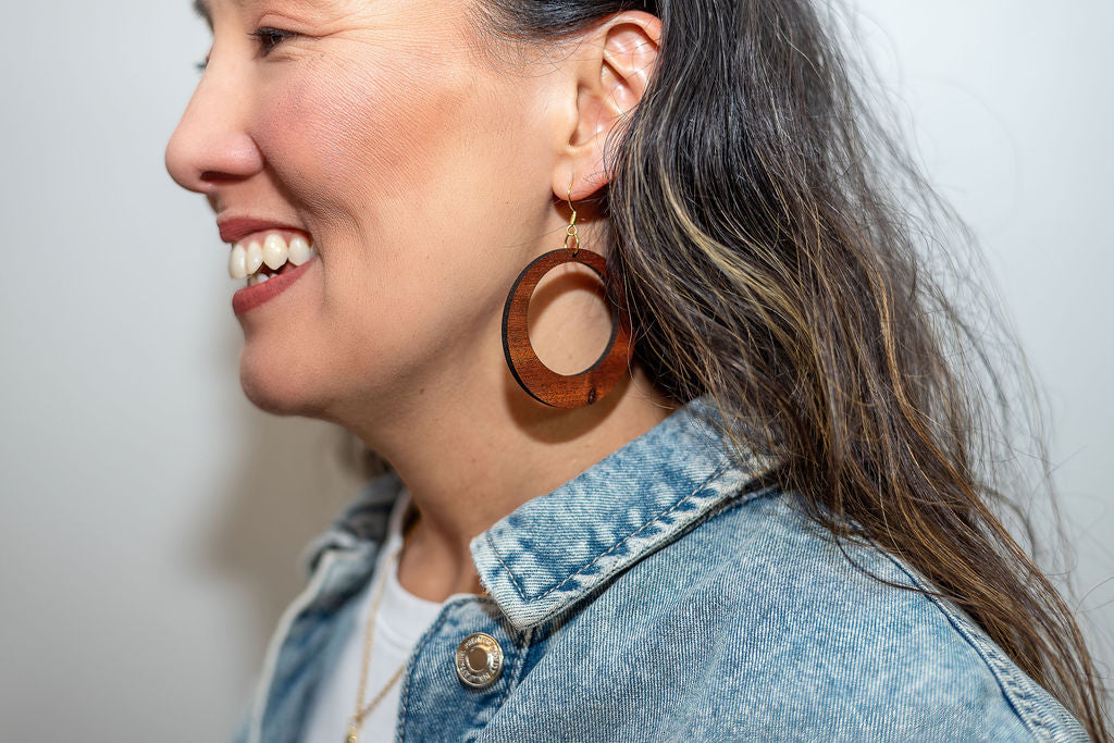 Large Wood Hoop Earrings