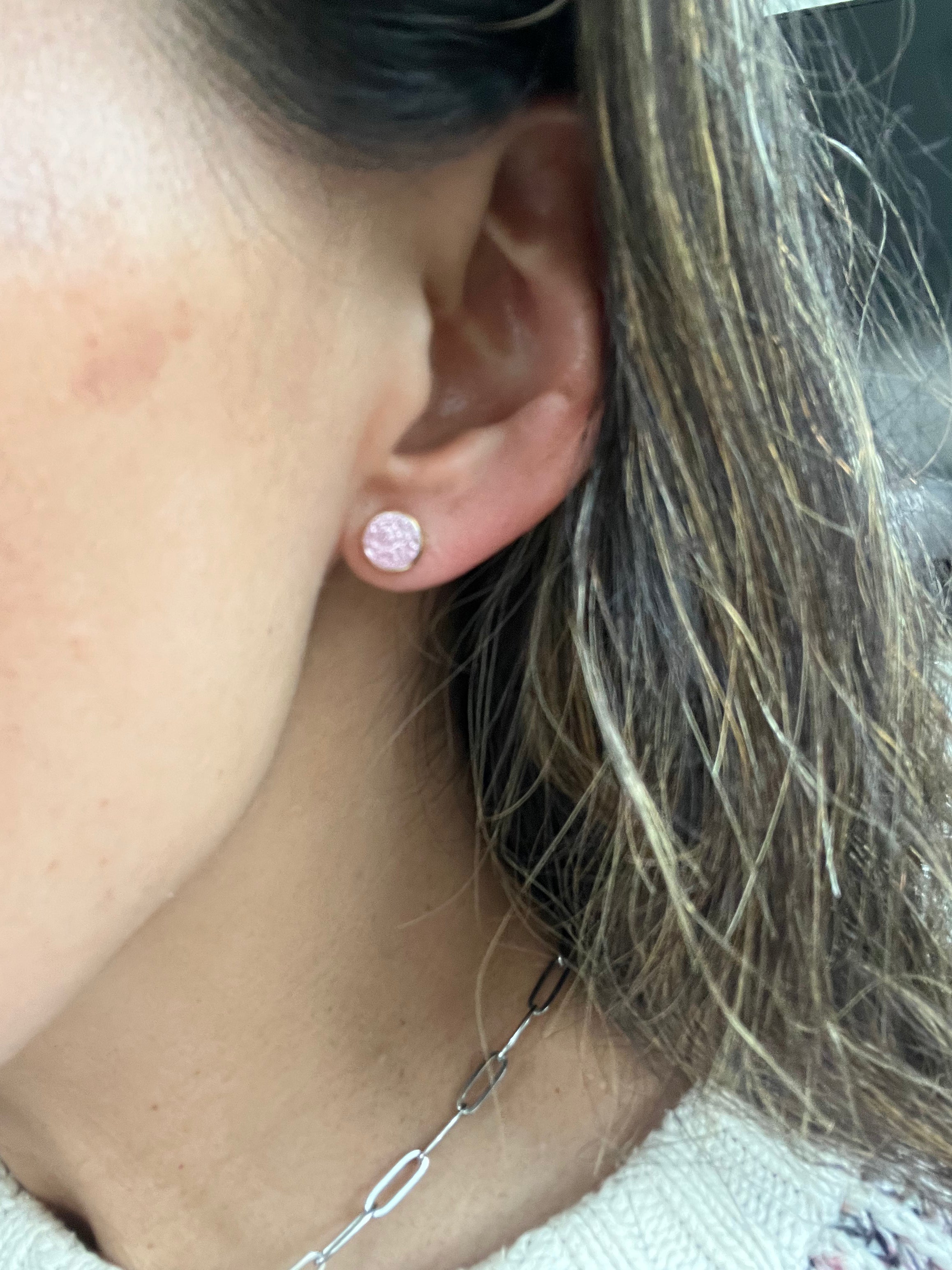 Mini Gold Leather Stud Earrings