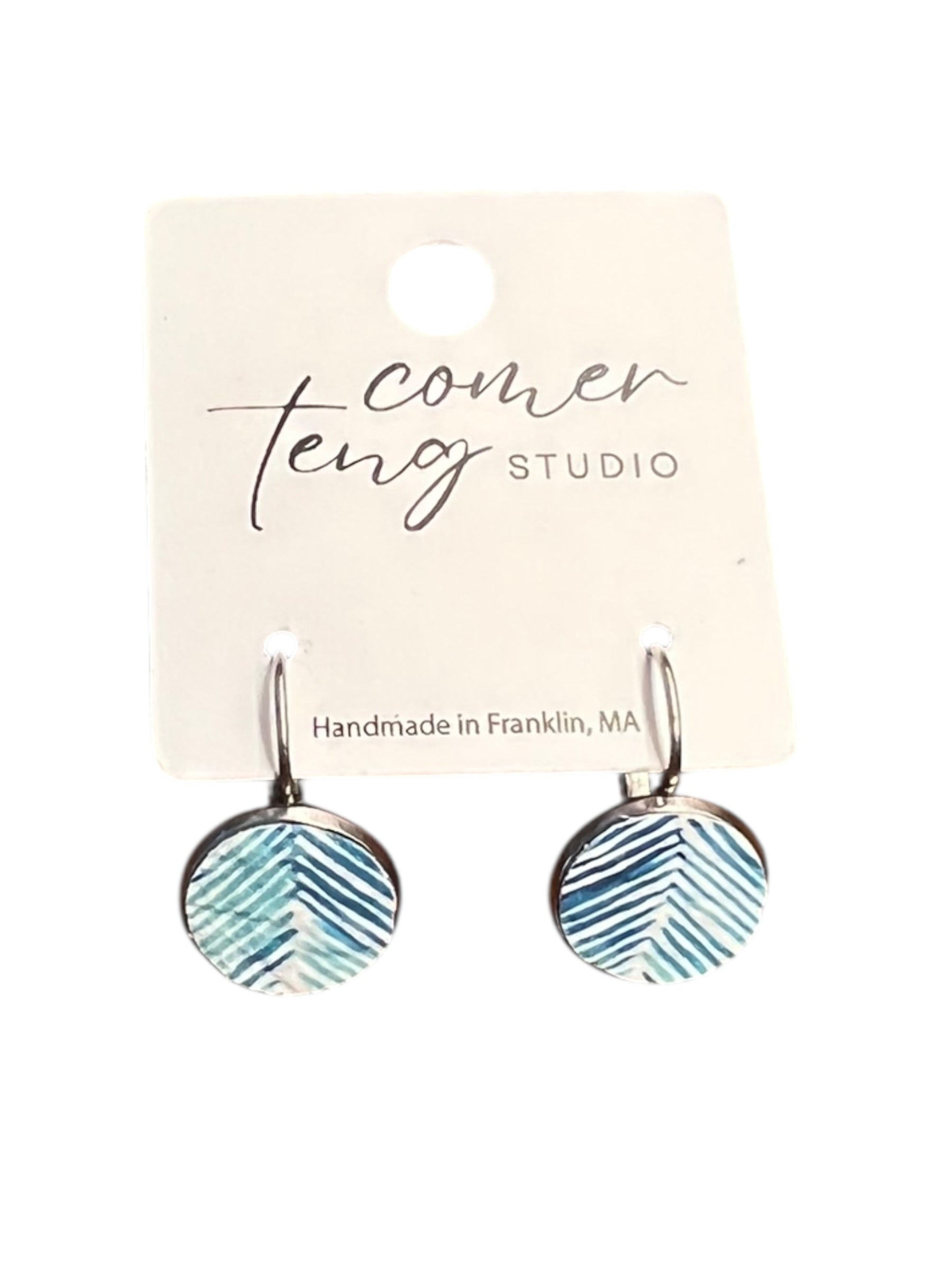 Ocean Chevron Leverback Earrings — 12 mm — Stainless Steel or Gold Setting