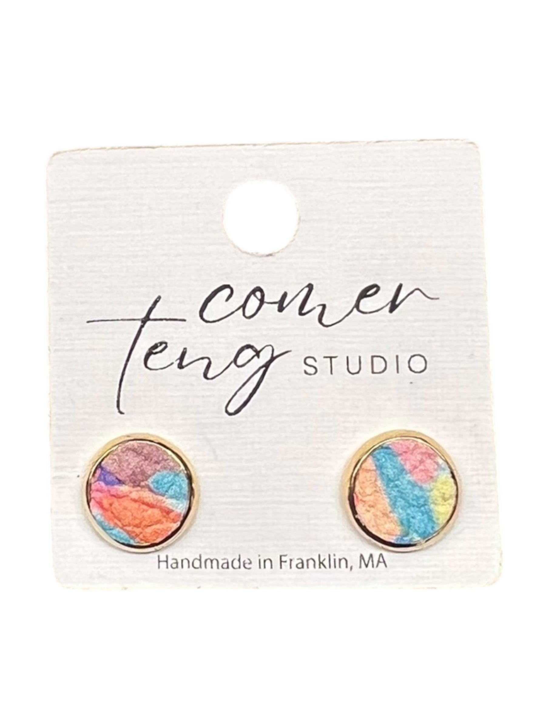 Paint Splash Leather Stud Earrings
