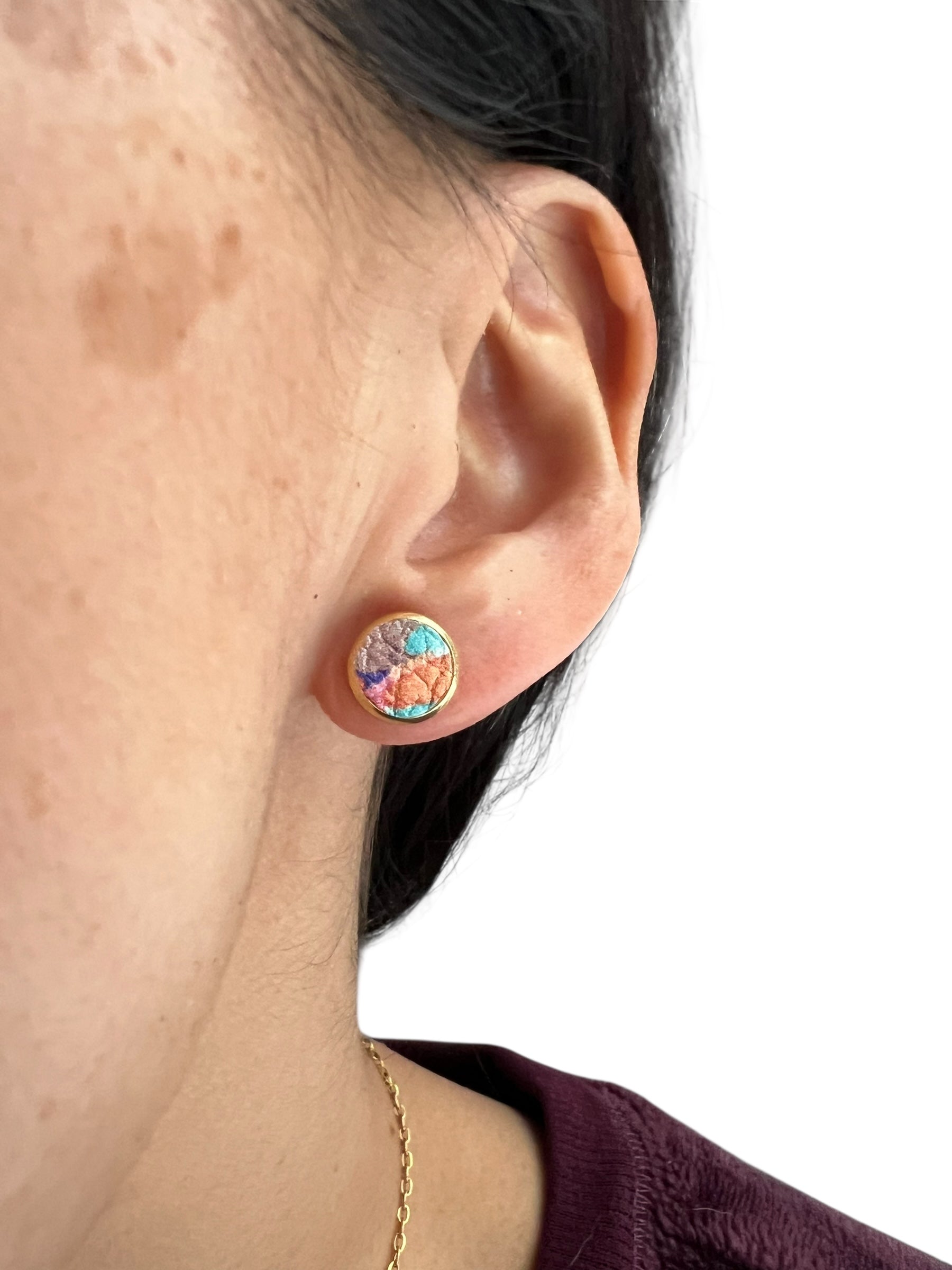 Paint Splash Leather Stud Earrings