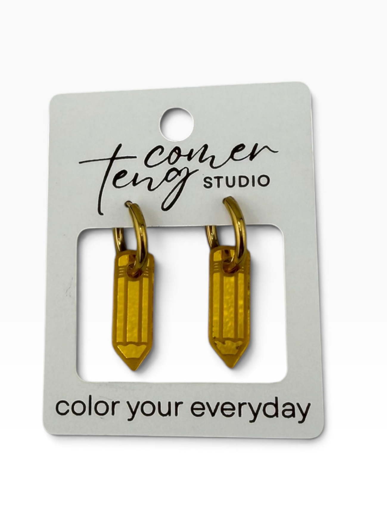 Pencil Charm Hoop Earrings