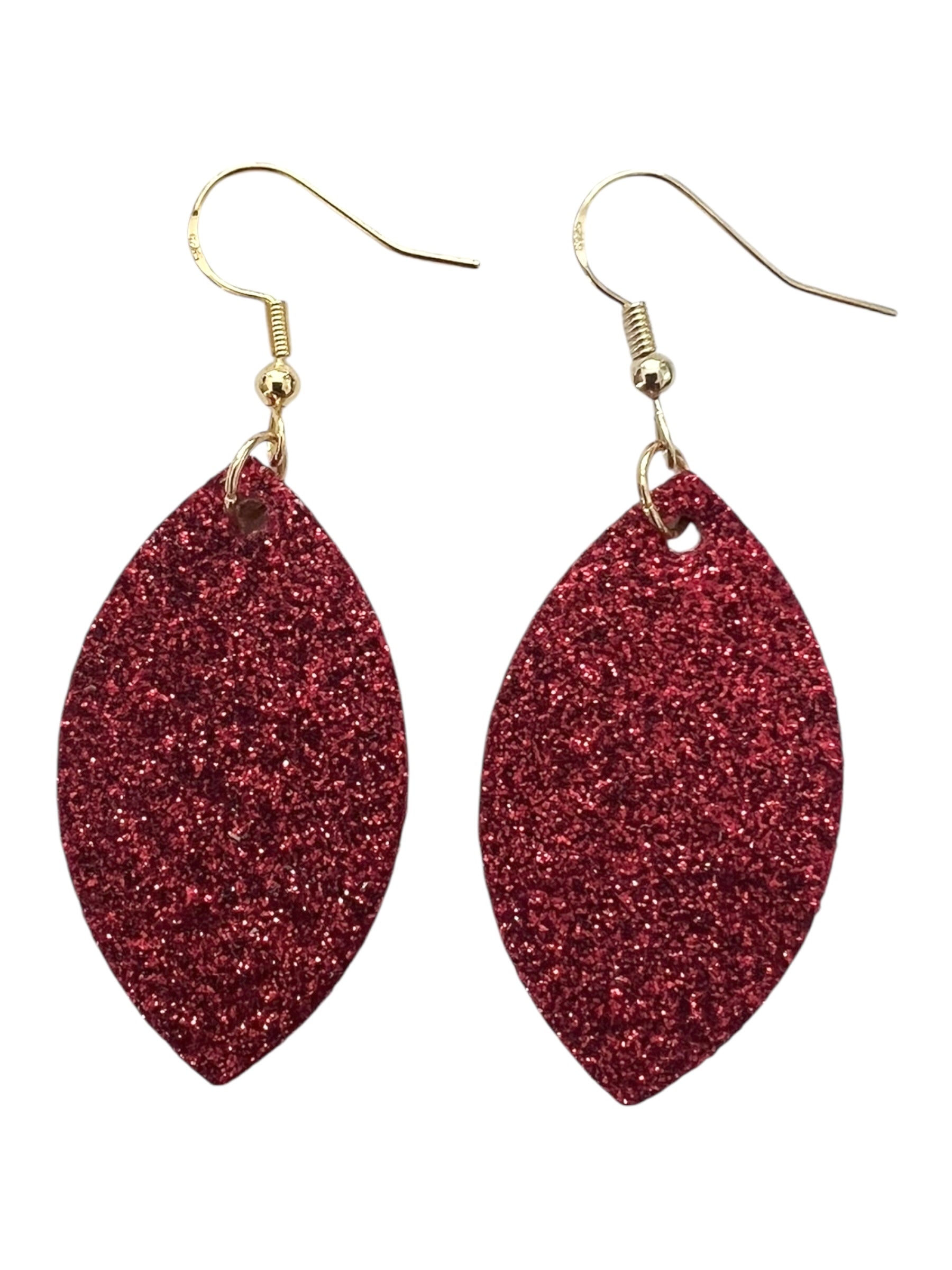 Red Shimmer Mini Leaf Earrings