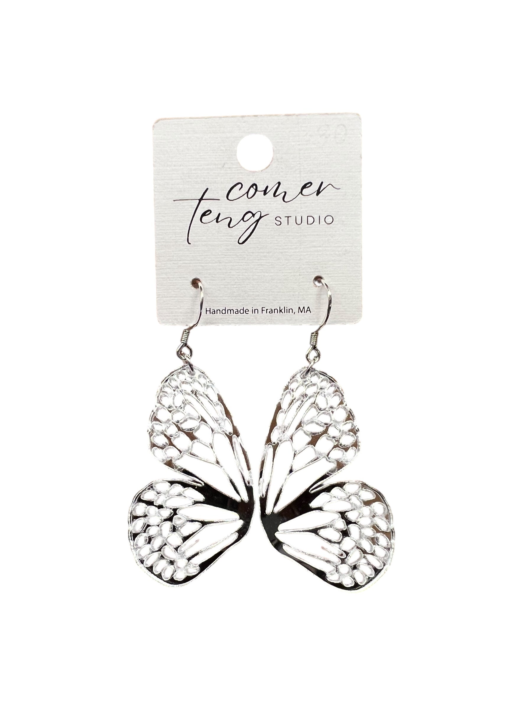 Silver Shimmer Butterfly Earrings