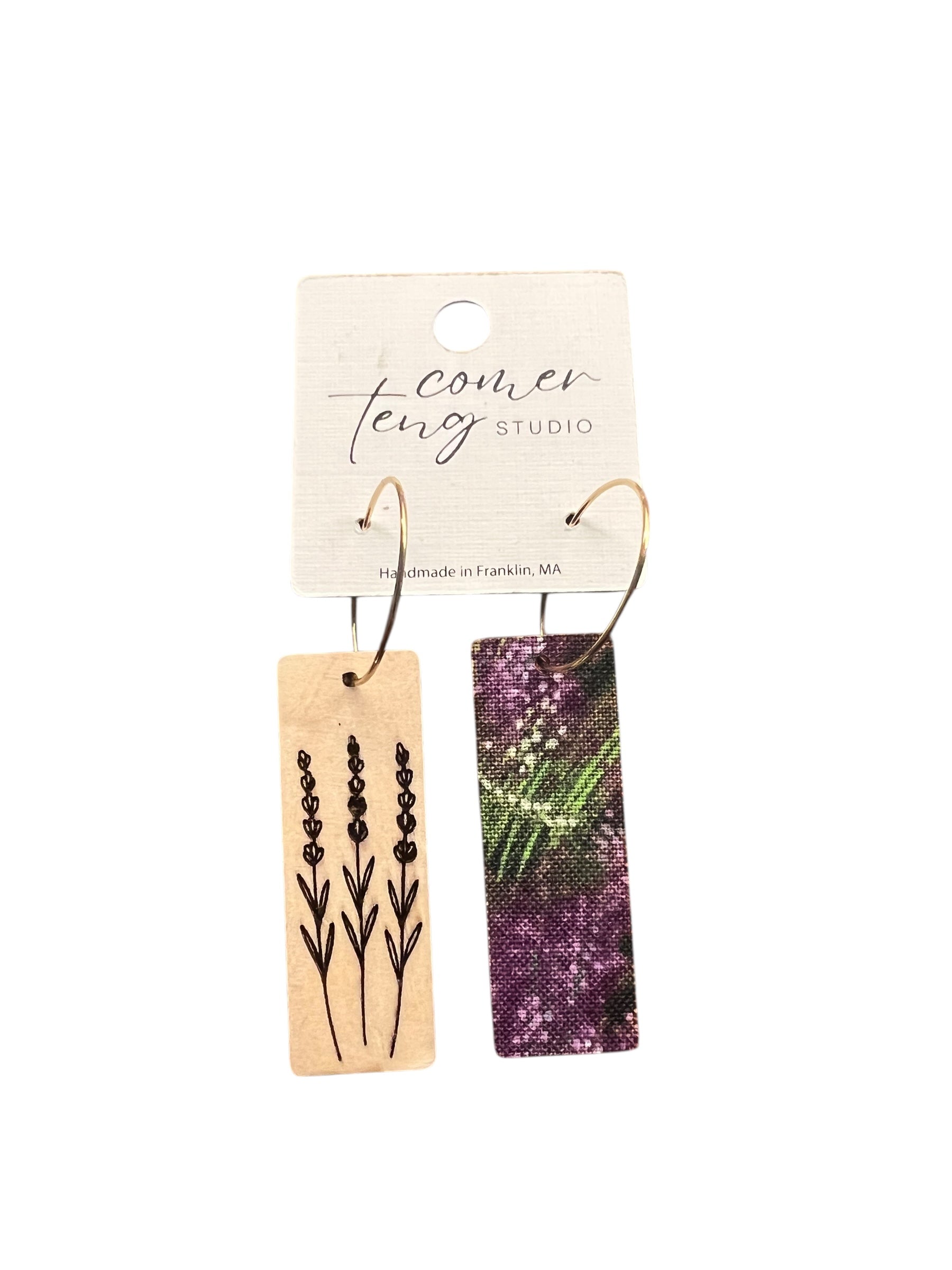 Lavender Bloom — Two-Sided Small Hoop Earrings