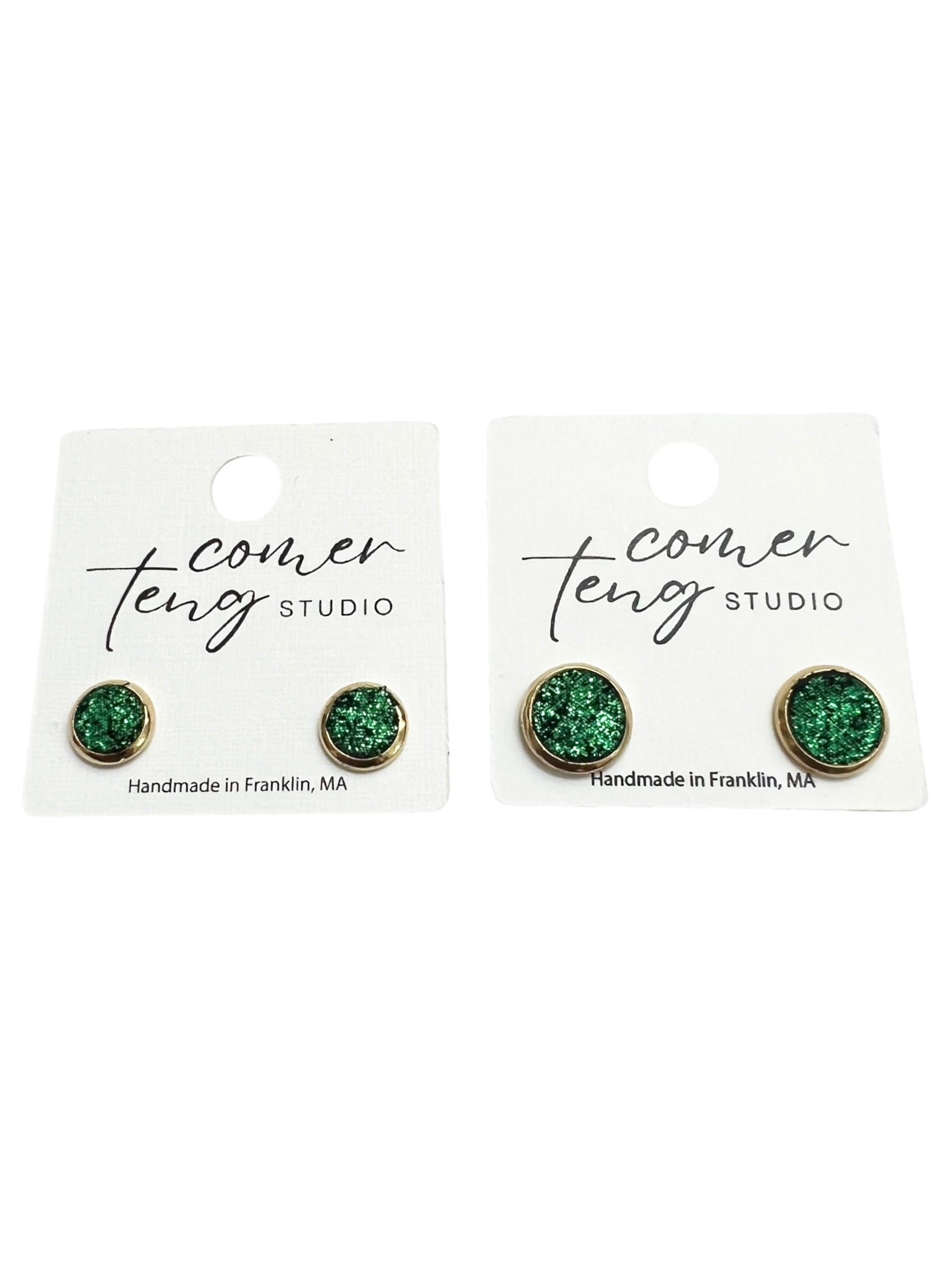 Green Shimmer Stud Earrings