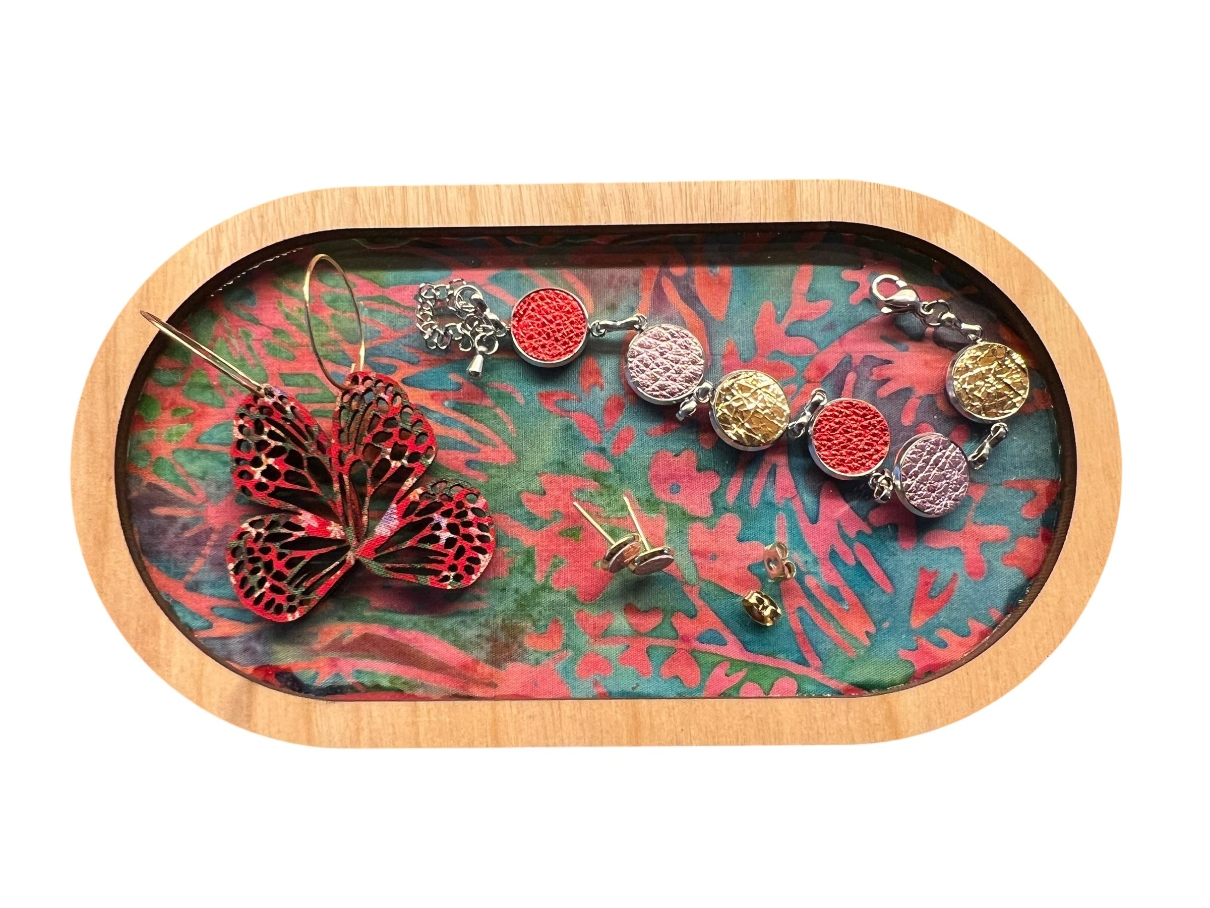 Everyday Keepsake Tray – Bright Floral on Blue, Green & Purple