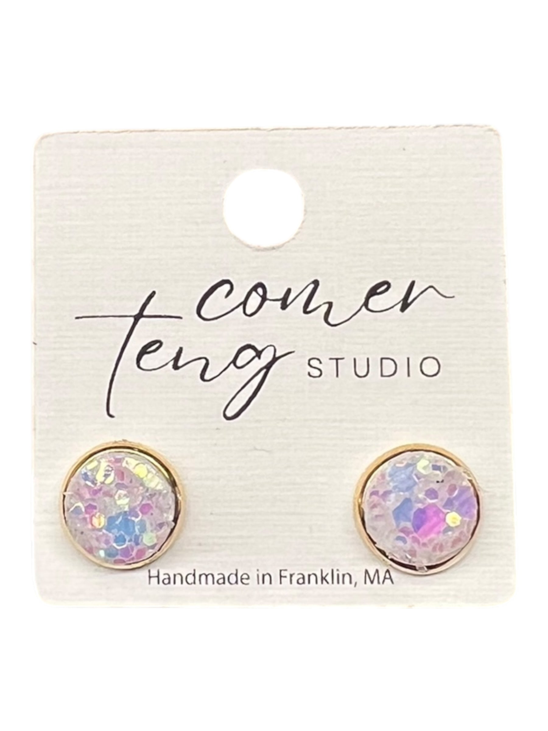 White Sparkle Stud Earrings