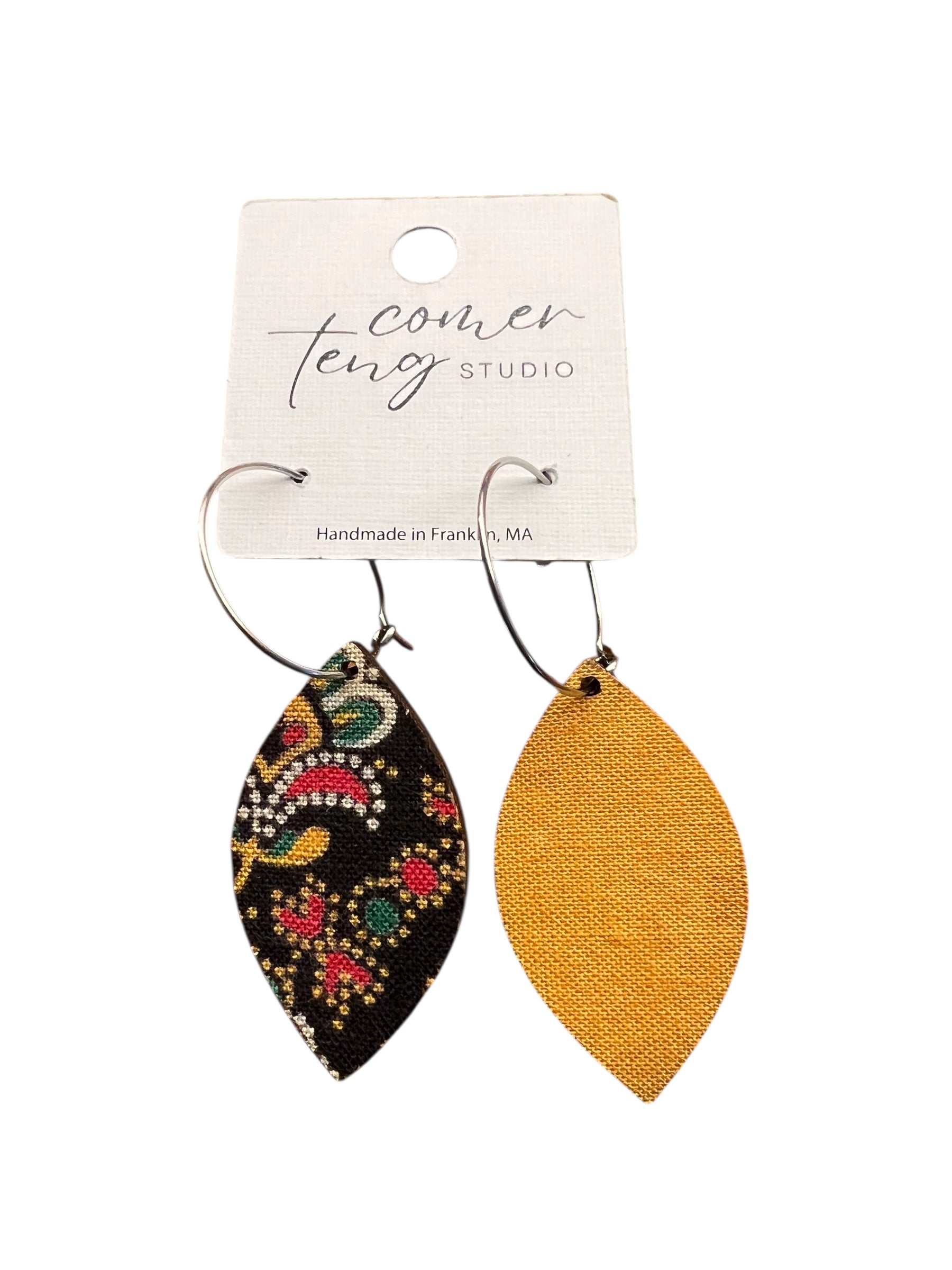 Two-Sided Mini Leaf Hoop Earrings