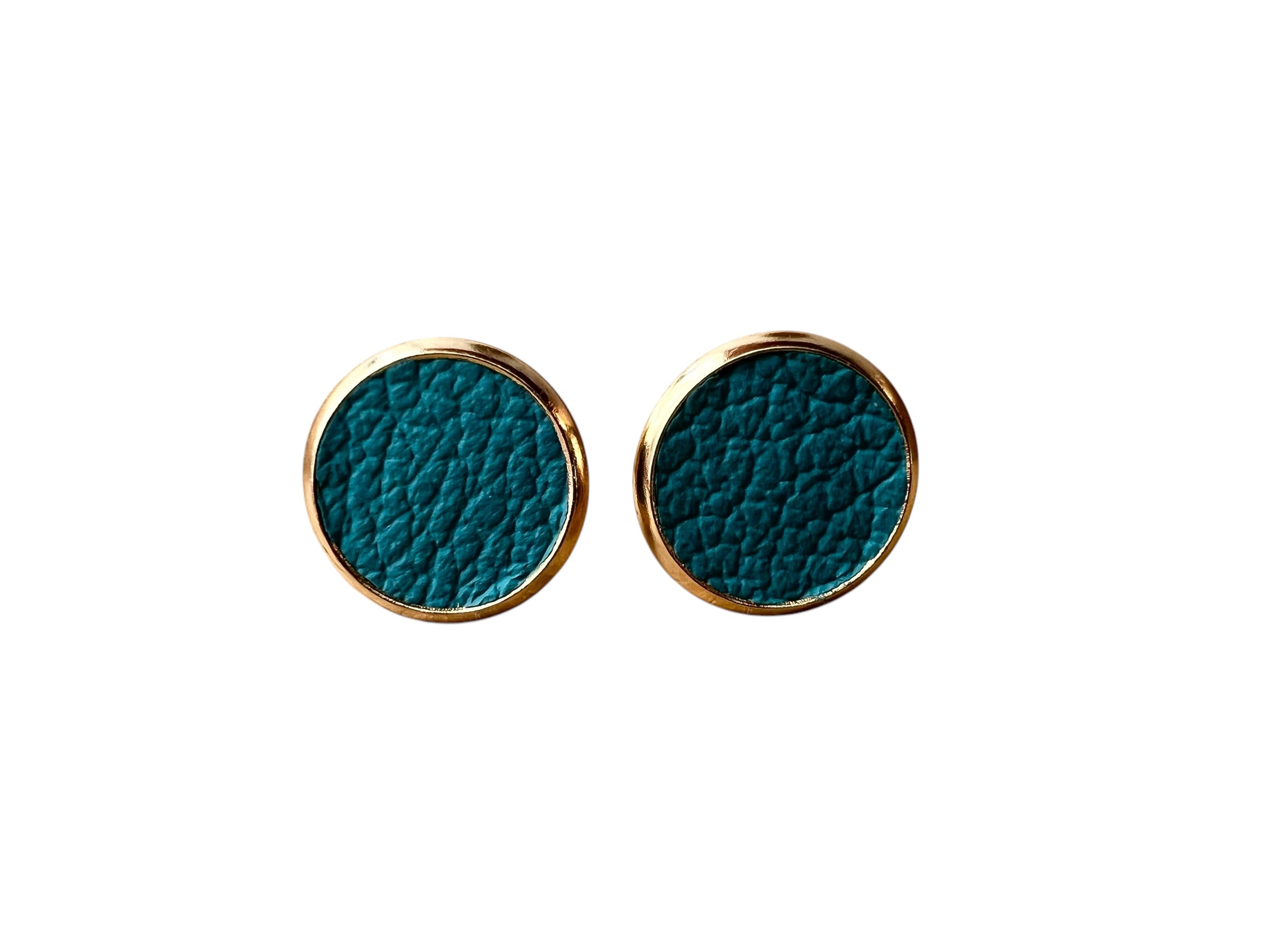 Large Gold Leather Stud Earrings