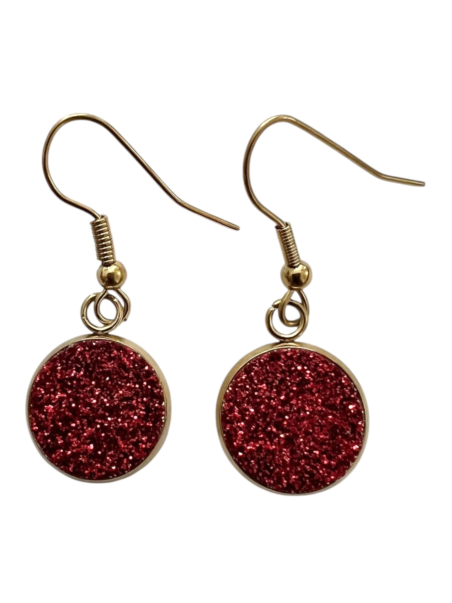 Red Shimmer Dot Earrings