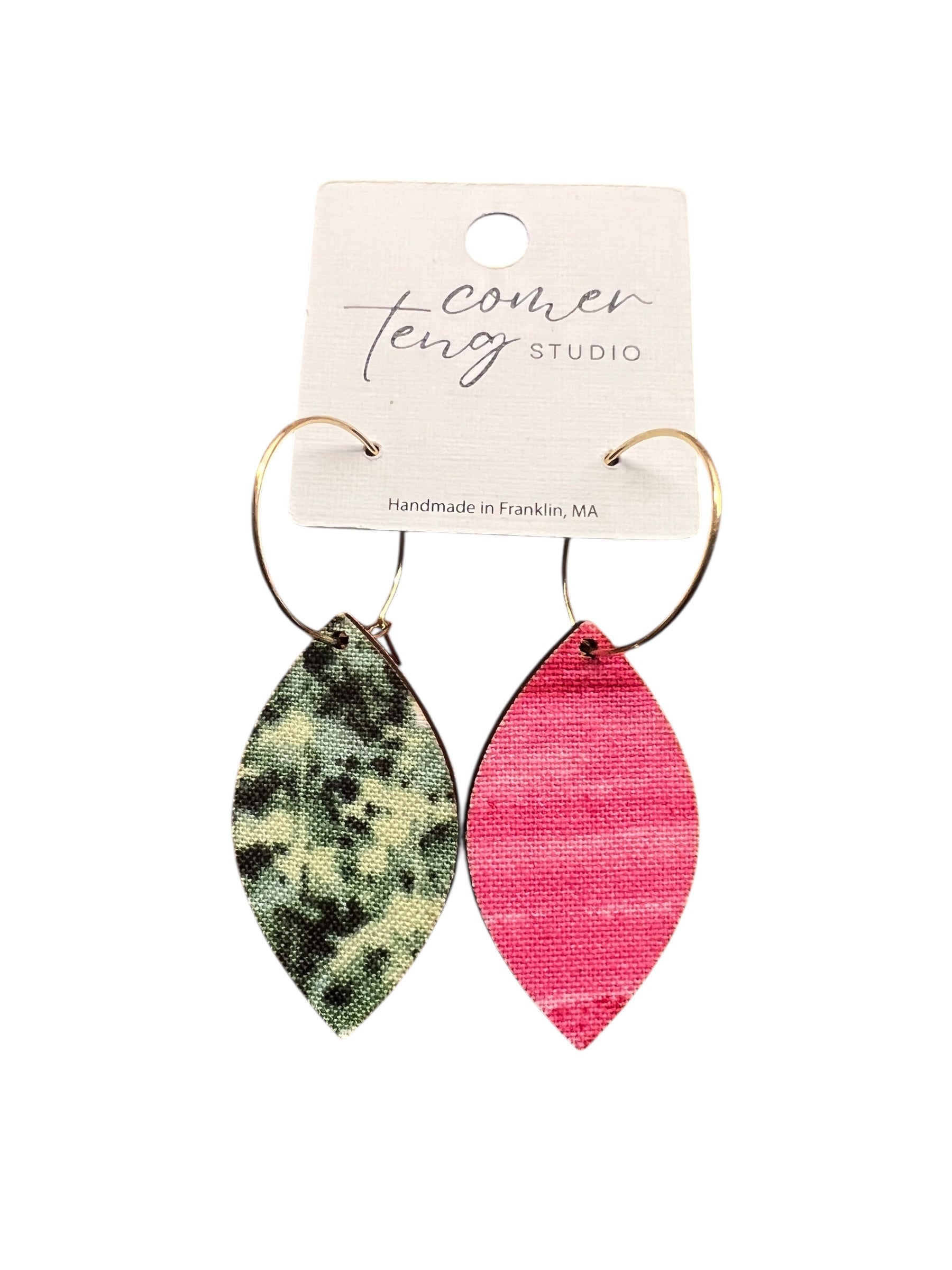 Two-Sided Mini Leaf Hoop Earrings