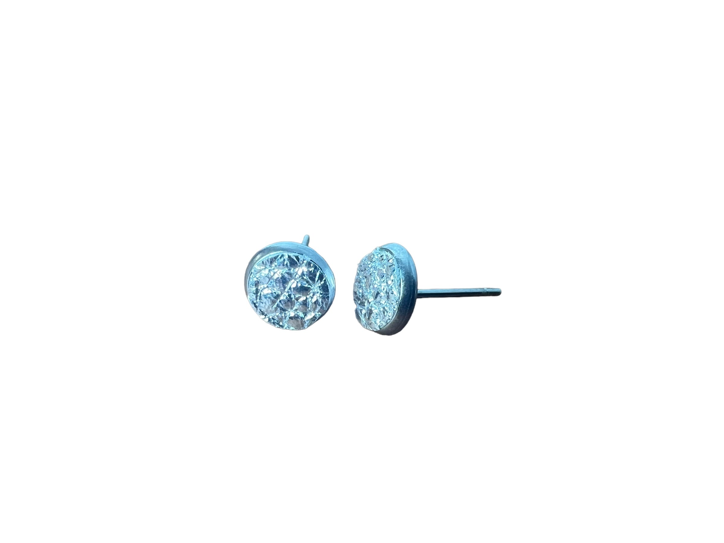 Mini Leather Stud Earrings in Stainless Steel