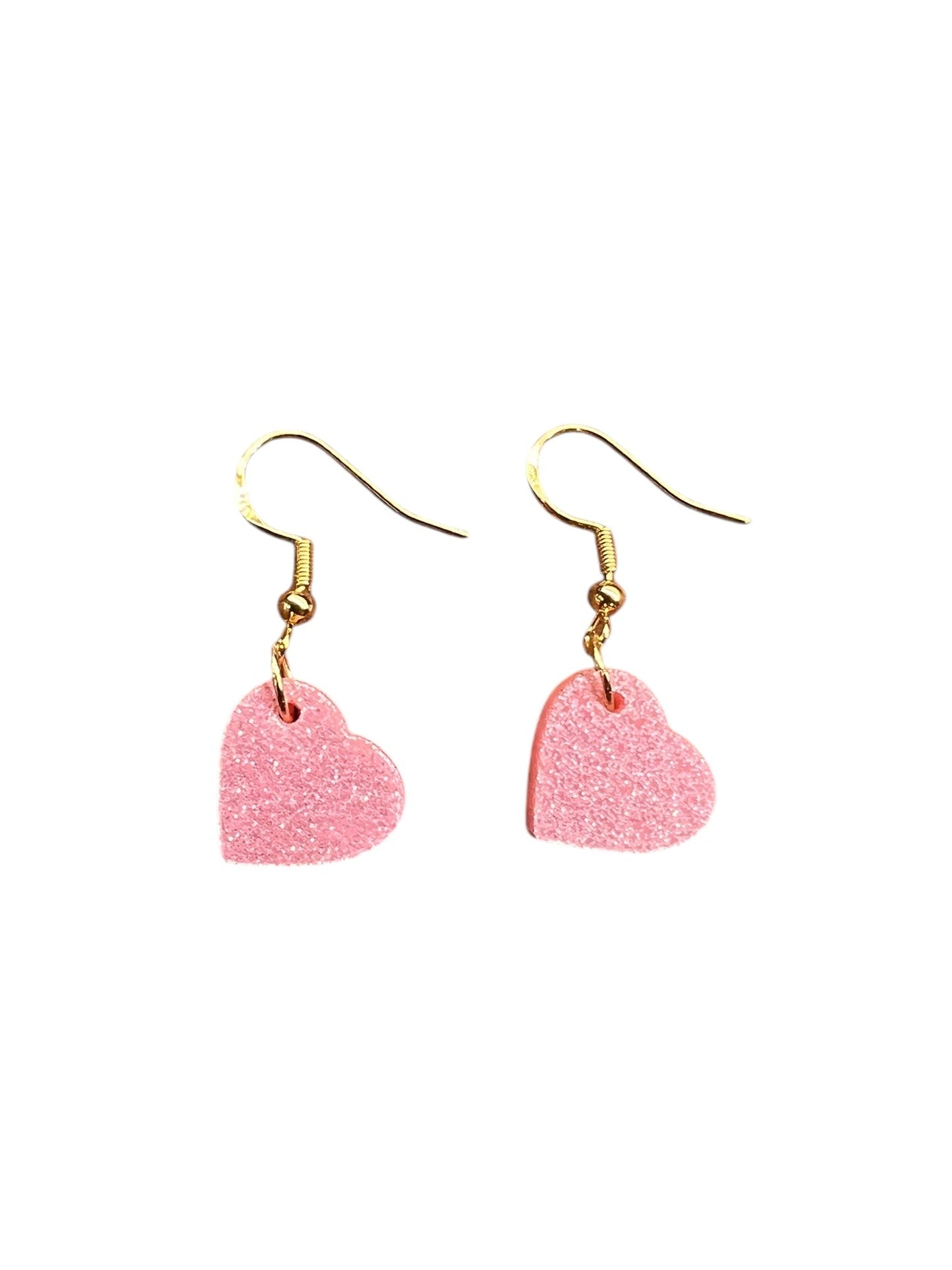 Sparkle Light Pink Acrylic Heart Earrings