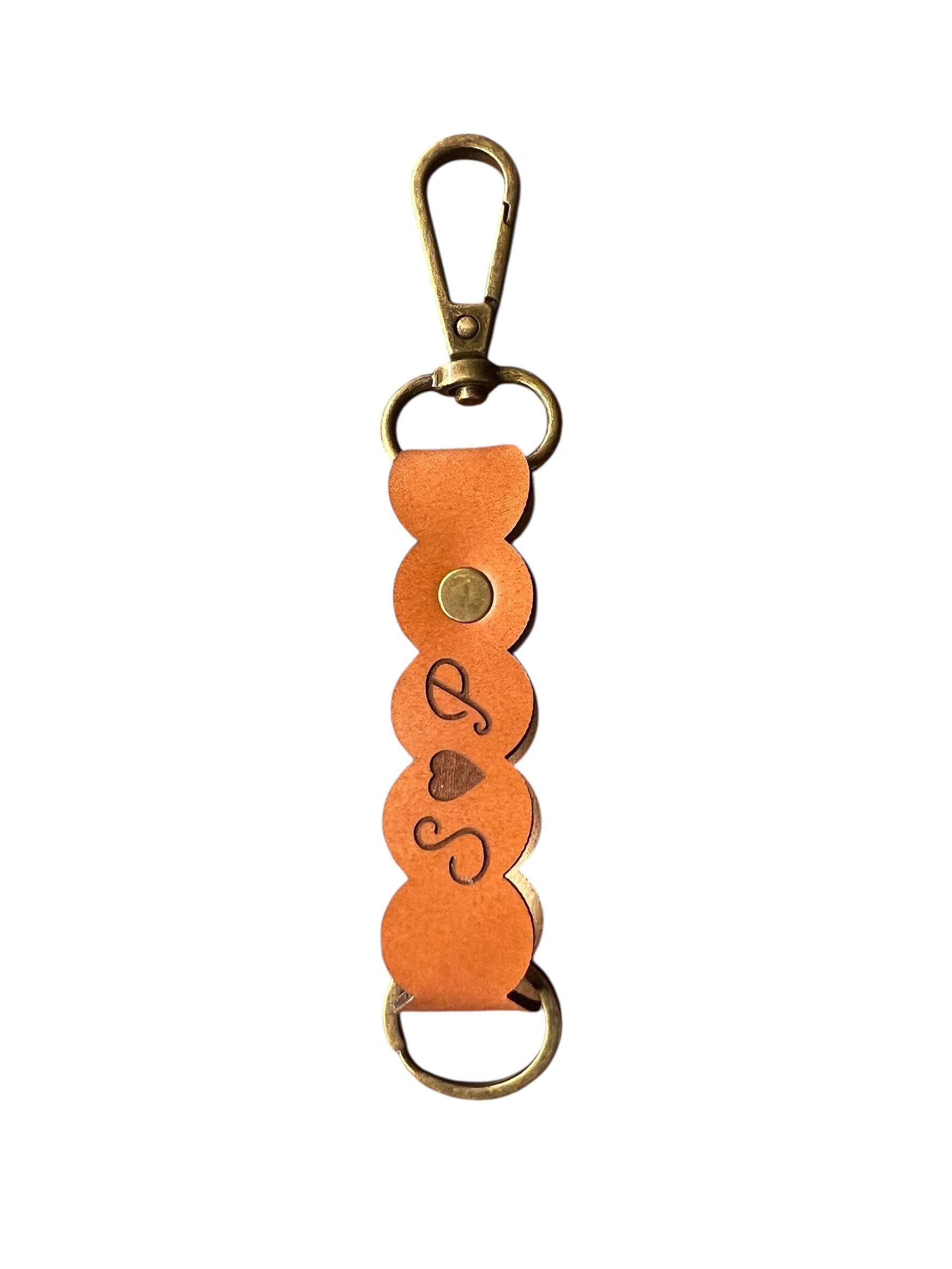 Personalized Scalloped Leather Keychain
