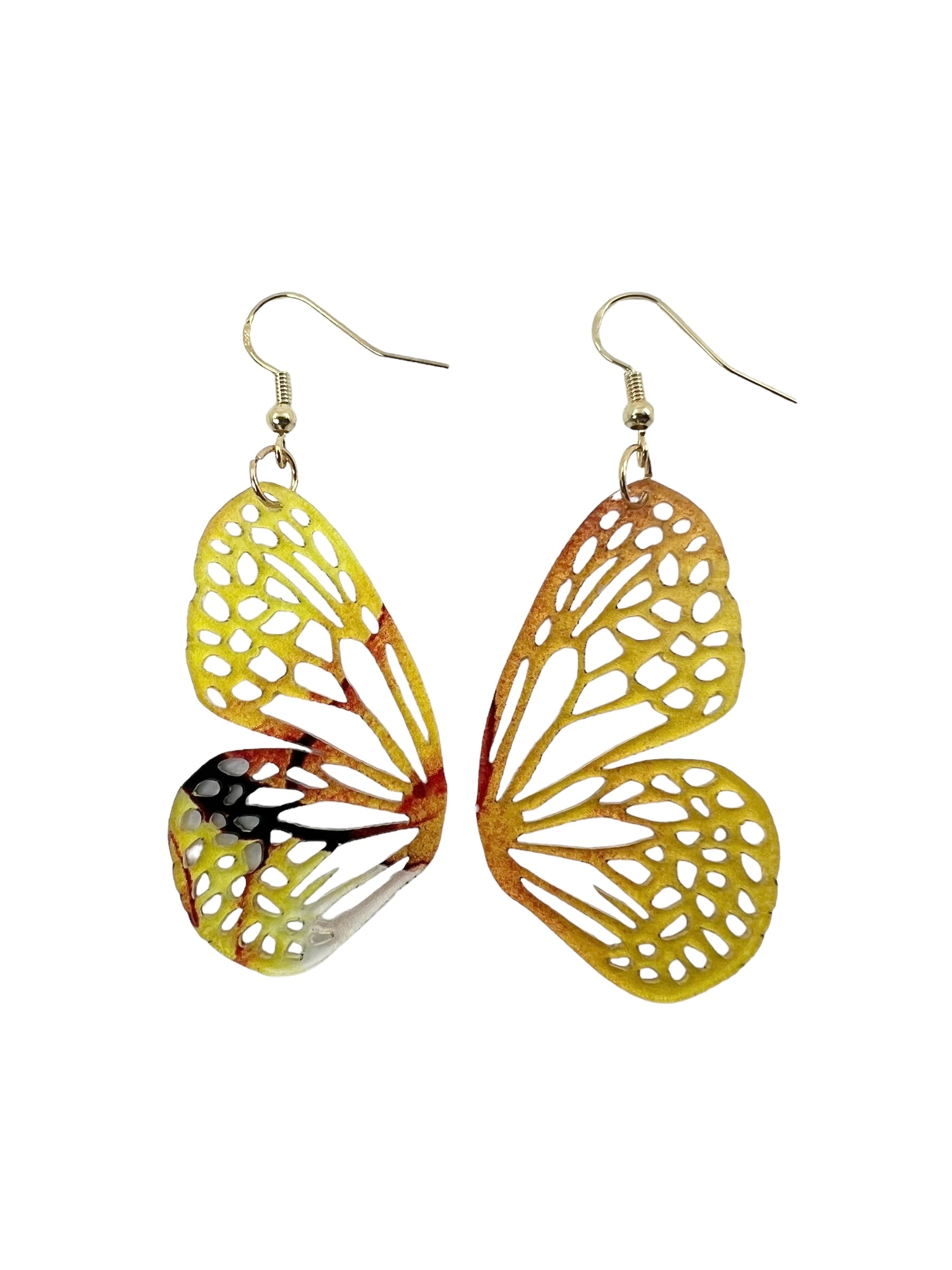 Large Red and Yellow Mini Butterfly Earrings