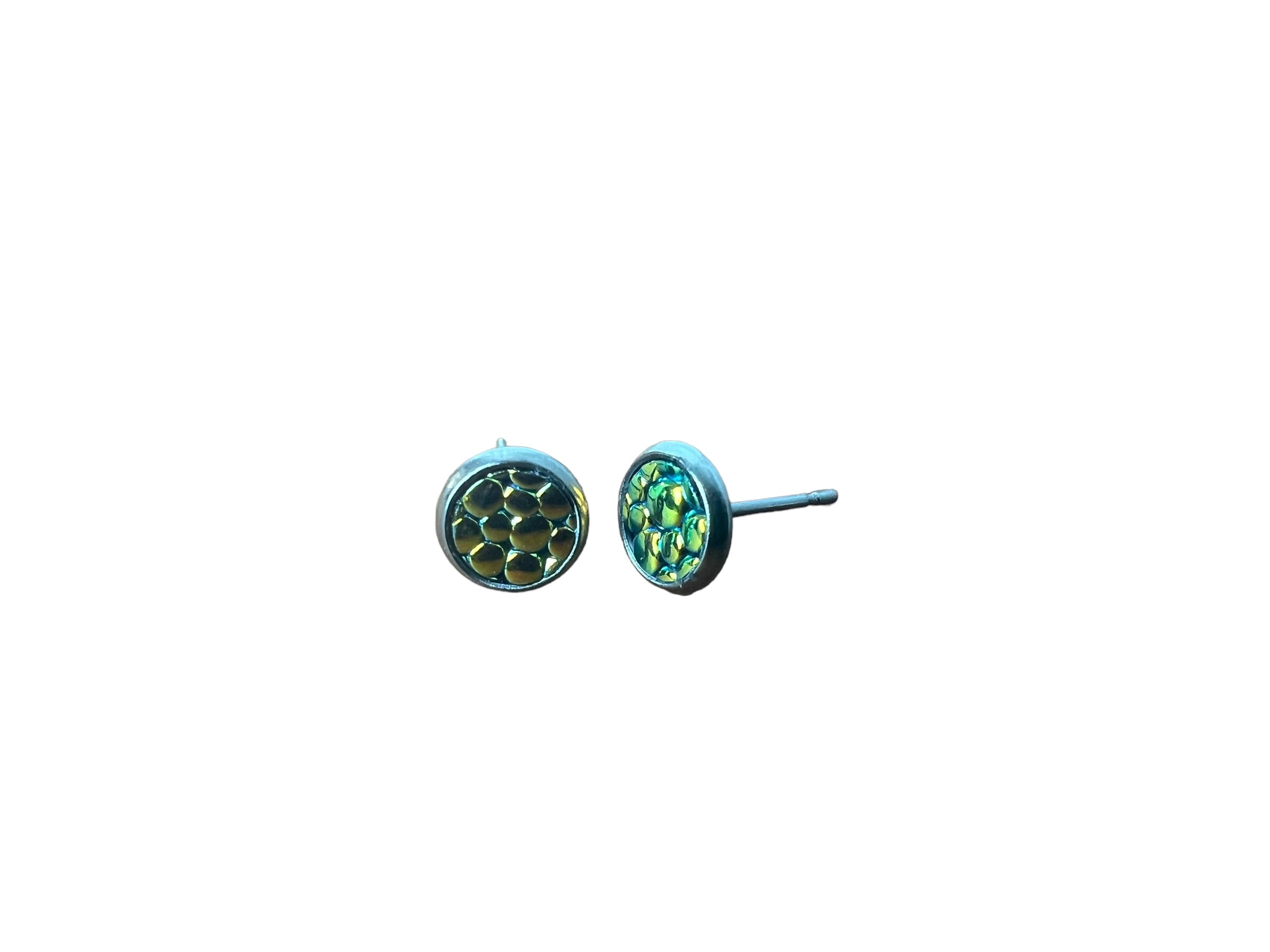 Mini Leather Stud Earrings in Stainless Steel