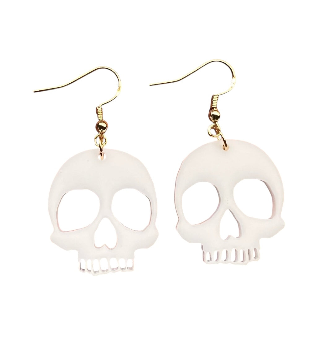 White Skull Earrings