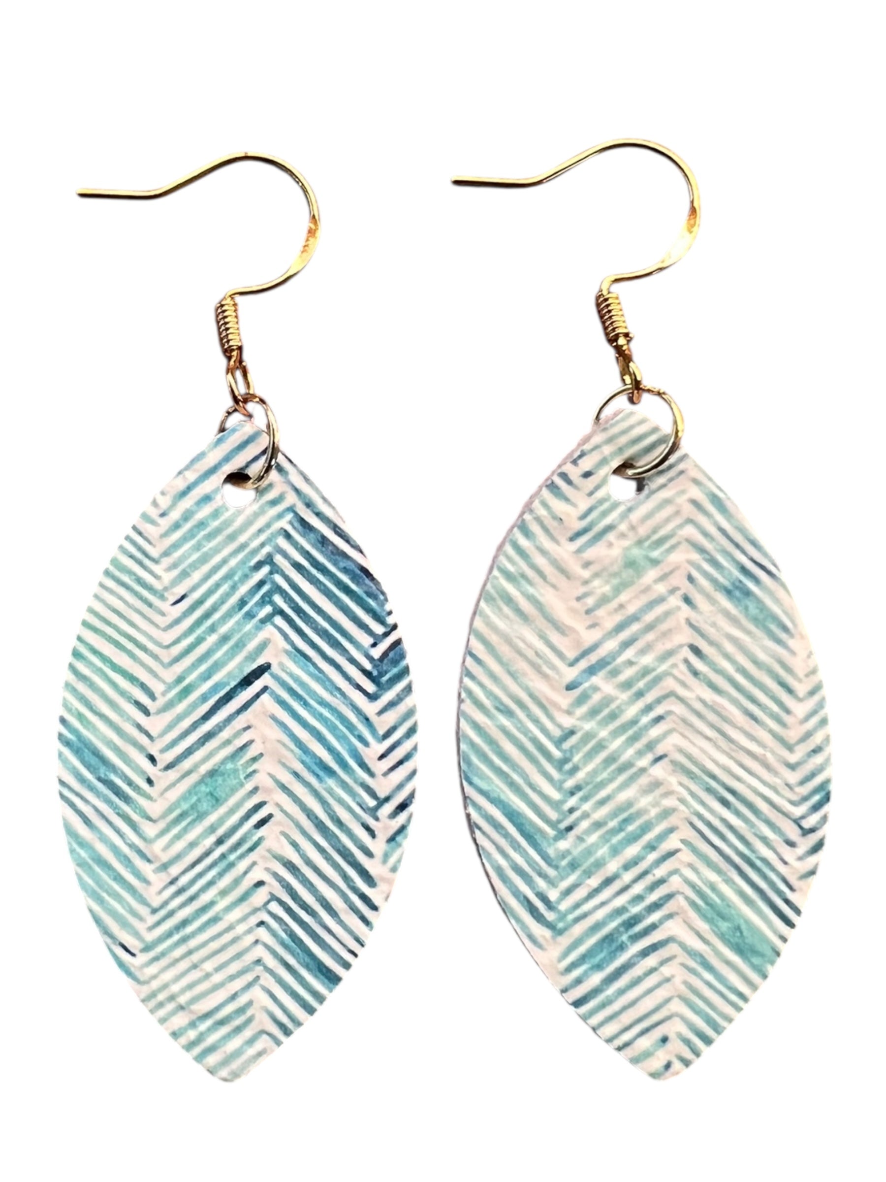 Ocean Chevron Leaf Earrings
