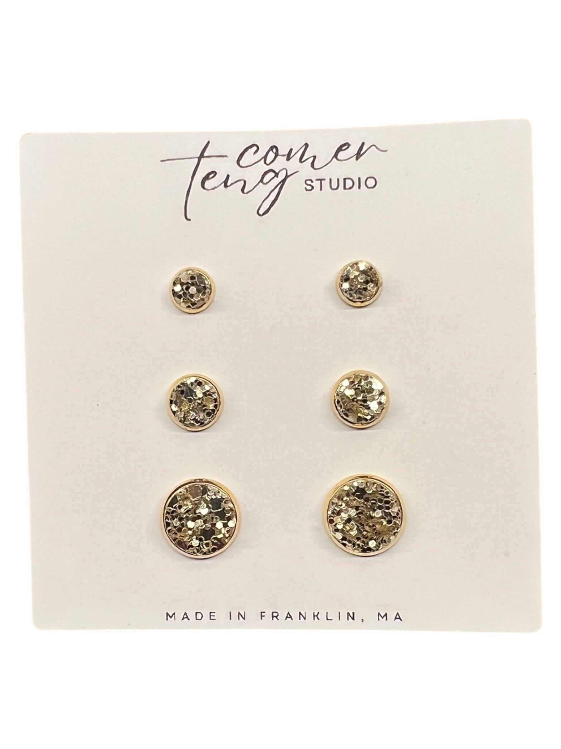 Gold Sparkle Stud Earrings