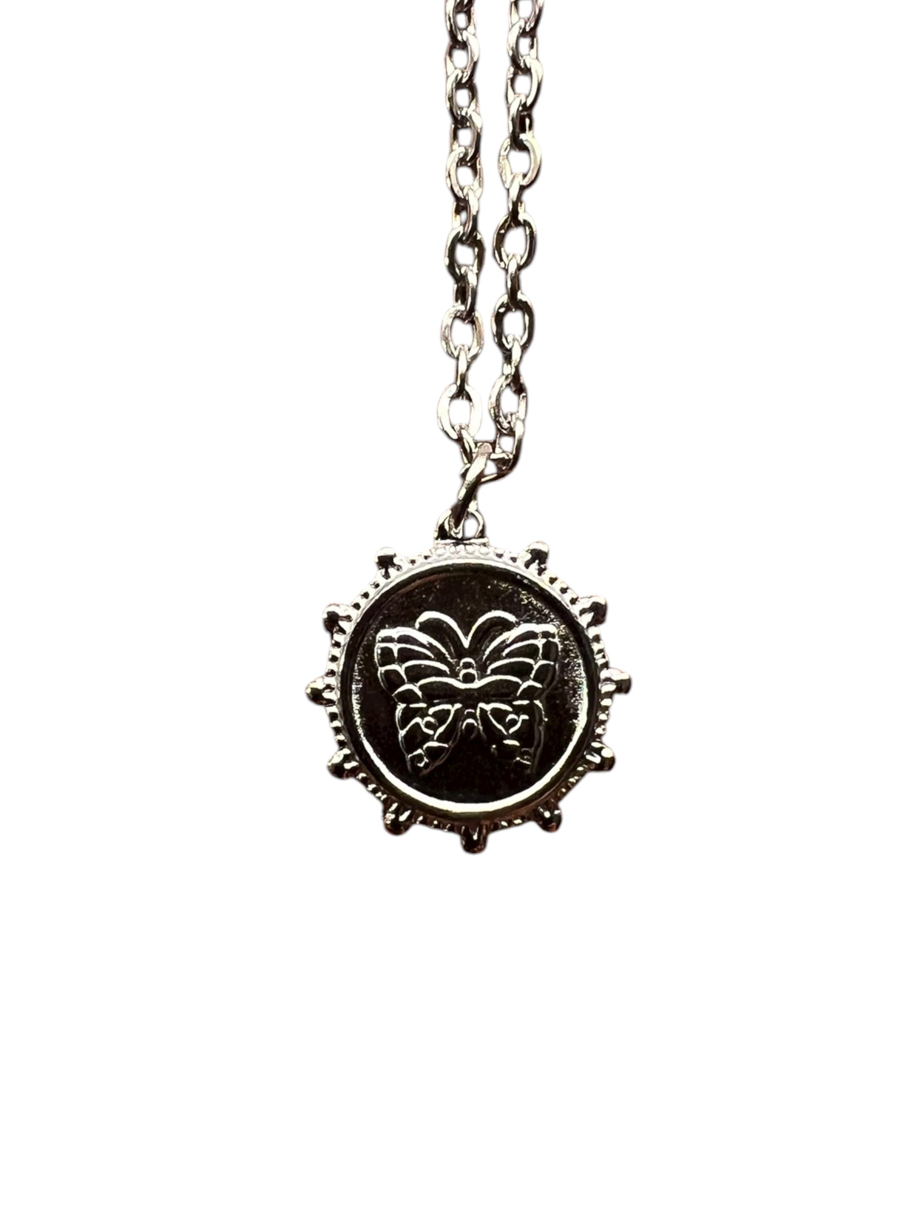 Butterfly Coin Charm Necklace