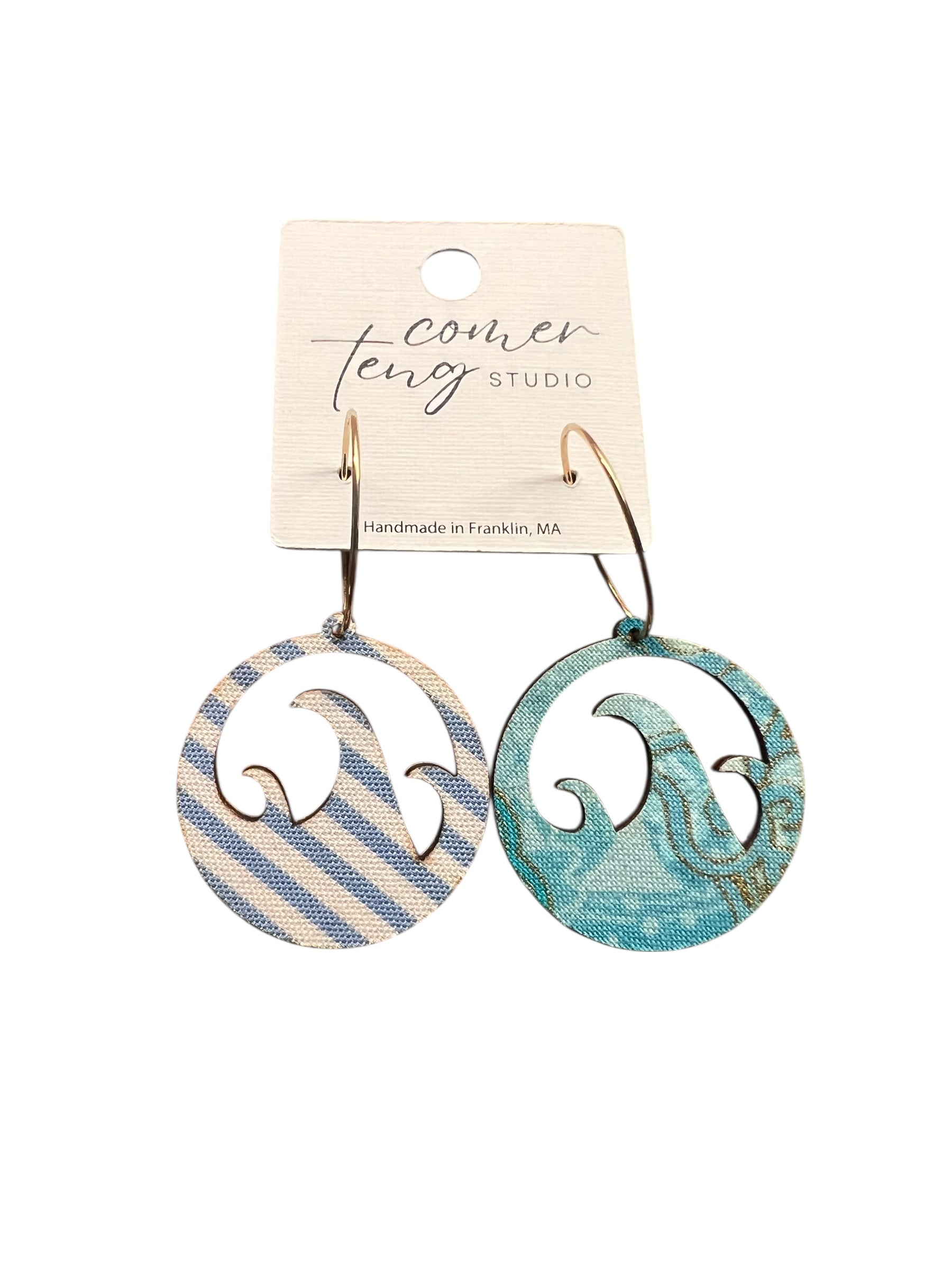 Two-Sided Small Waves Hoop Earrings