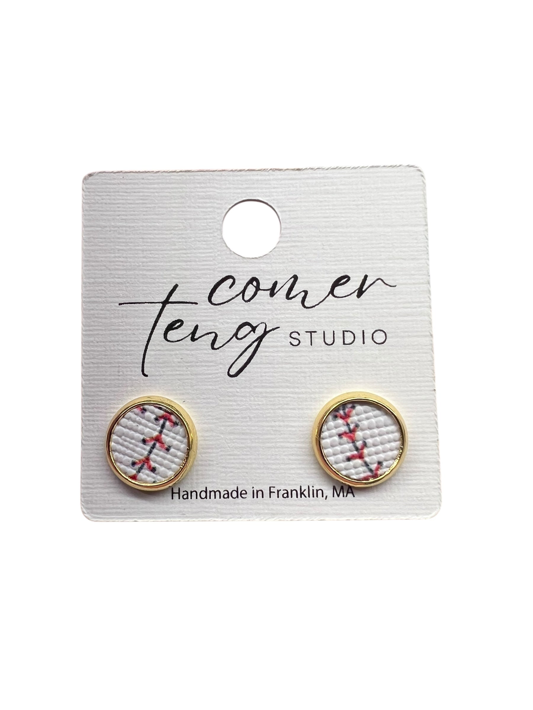 Baseball Faux Leather Stud Earrings