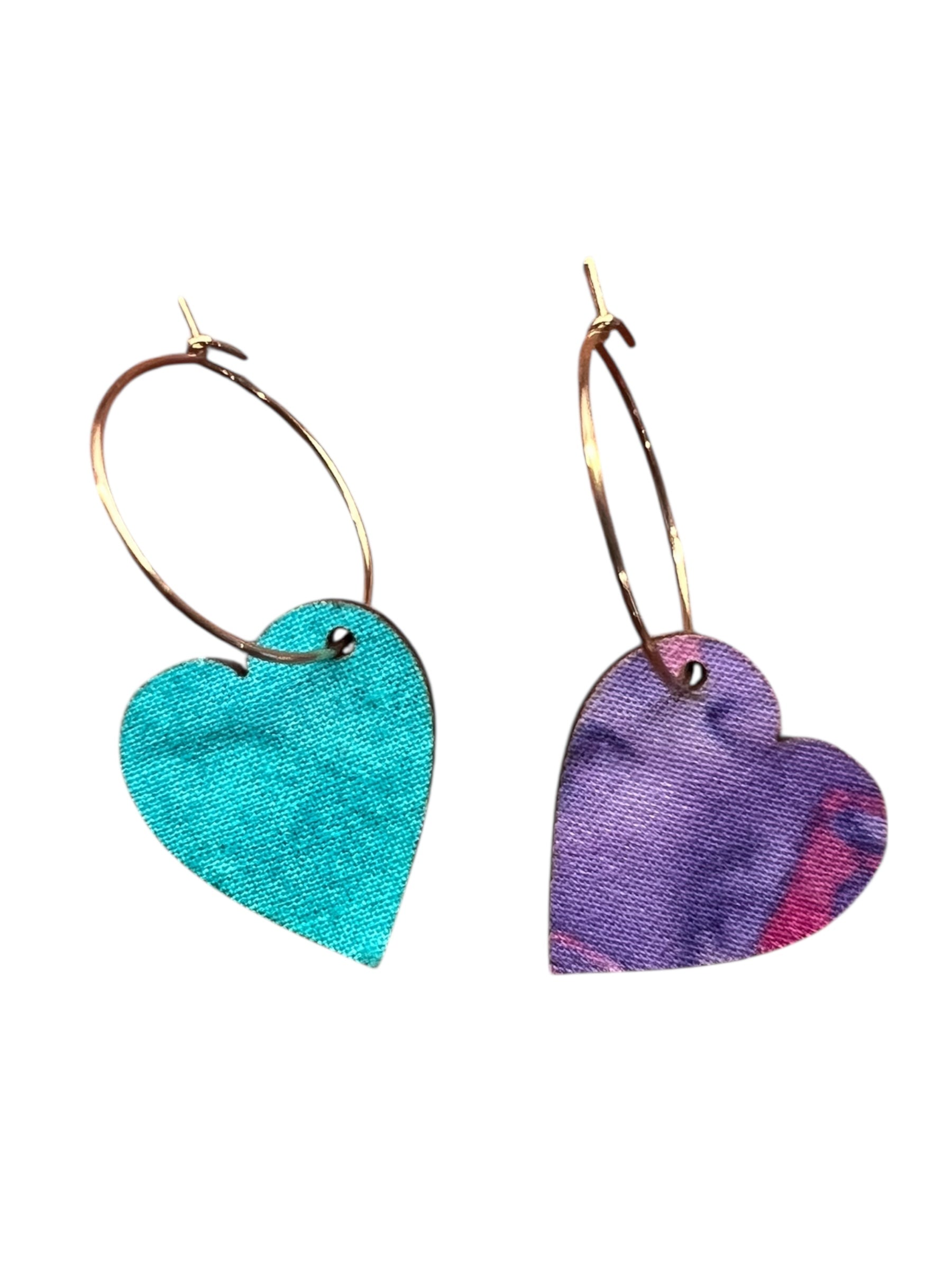 Sea & Sky Hearts – Upcycled Double-Sided Heart Hoop Earrings