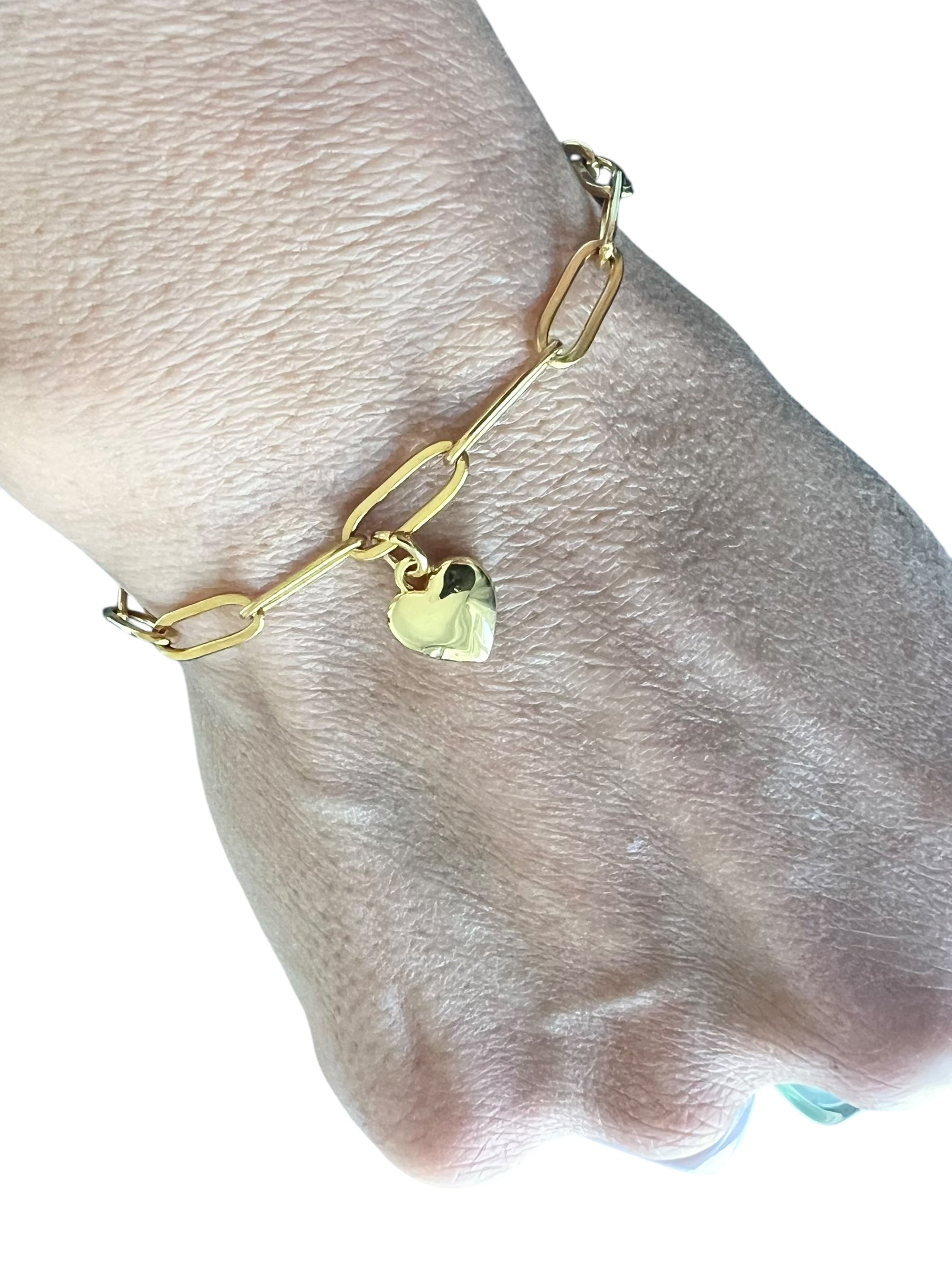 Gold Charlotte Chain Bracelet with Heart Charm