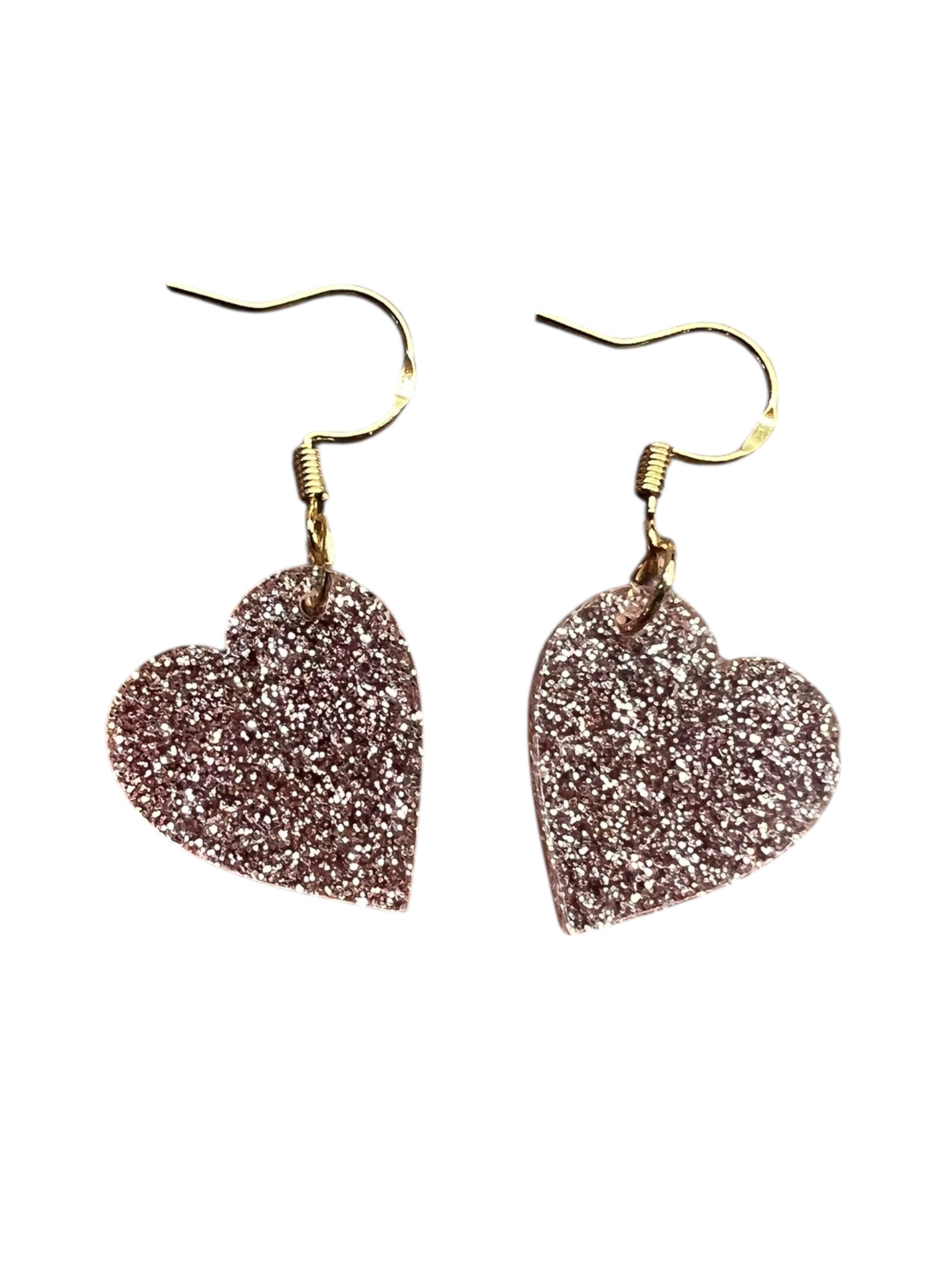 Sparkle Rose Gold Acrylic Heart Earrings
