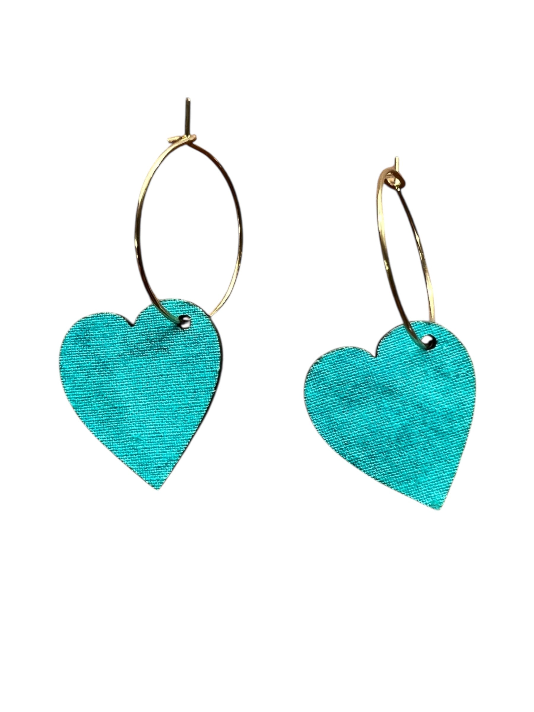 Sea & Sky Hearts – Upcycled Double-Sided Heart Hoop Earrings