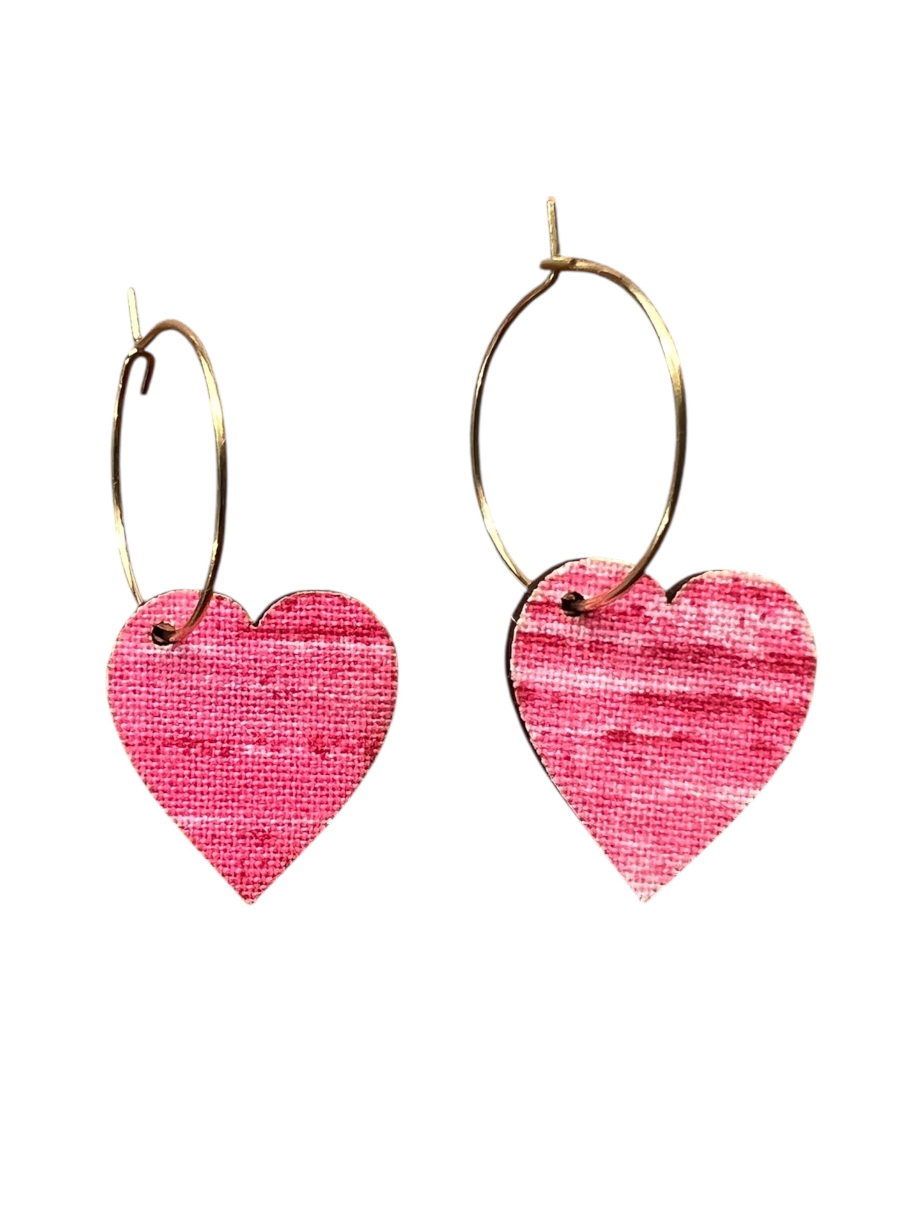 Bloom & Blush Hearts – Upcycled Double-Sided Heart Hoop Earrings