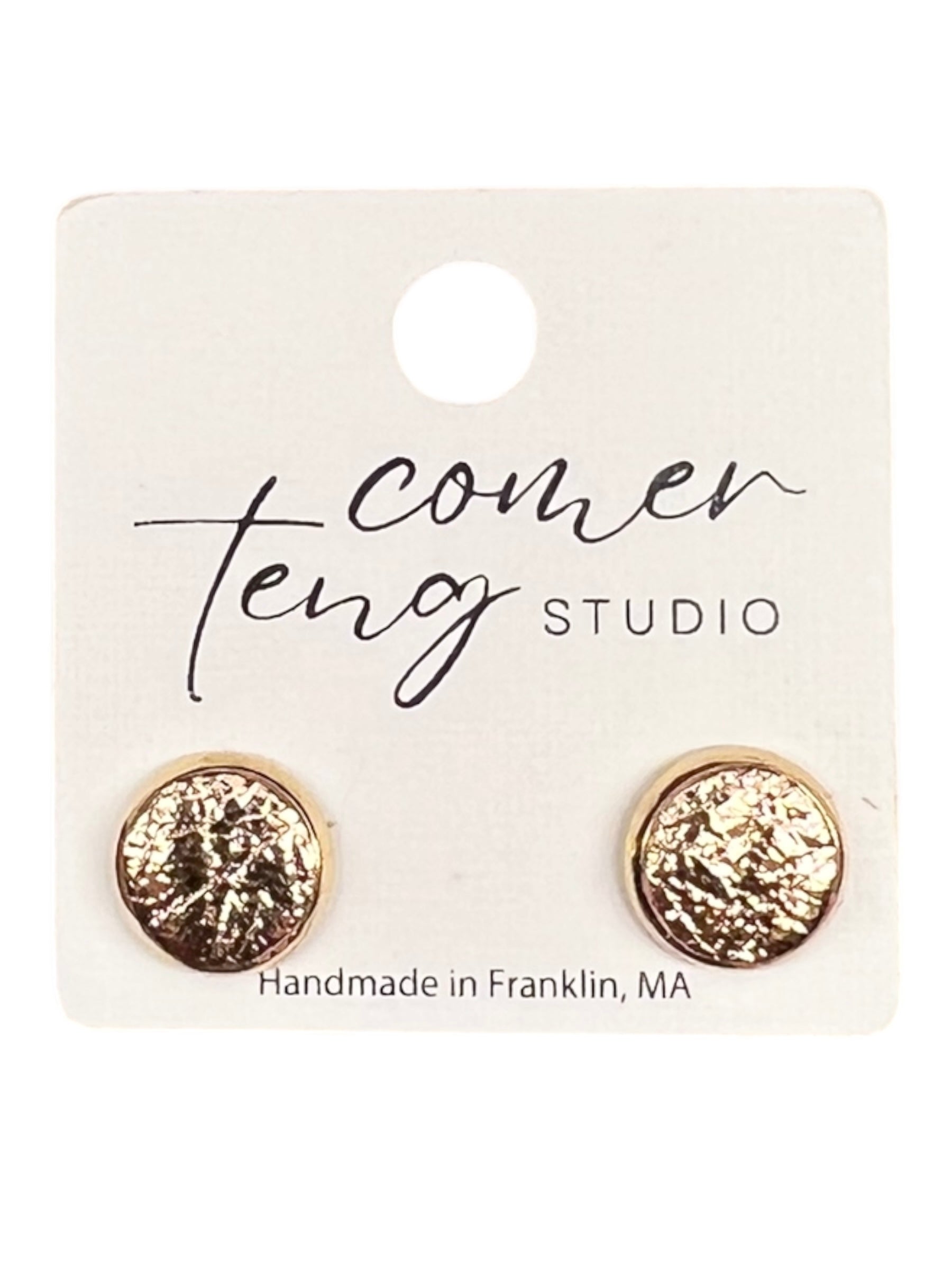 Rose Gold Leather Stud Earrings
