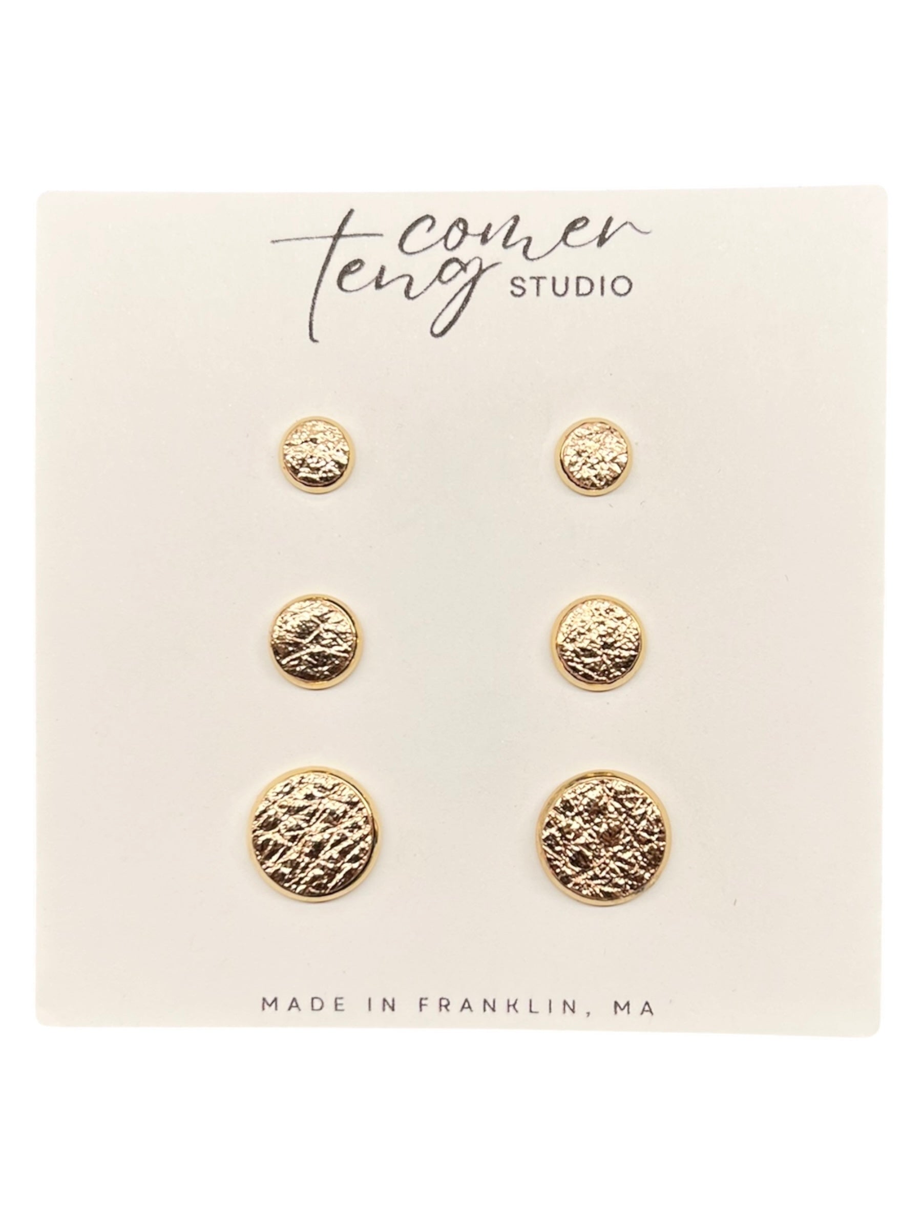 Rose Gold Leather Stud Earrings
