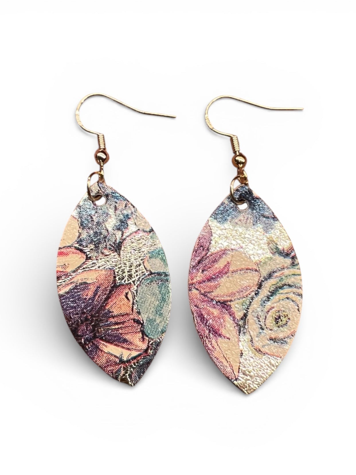 Funky Floral Leather Fishtail Mini Leaf Earrings